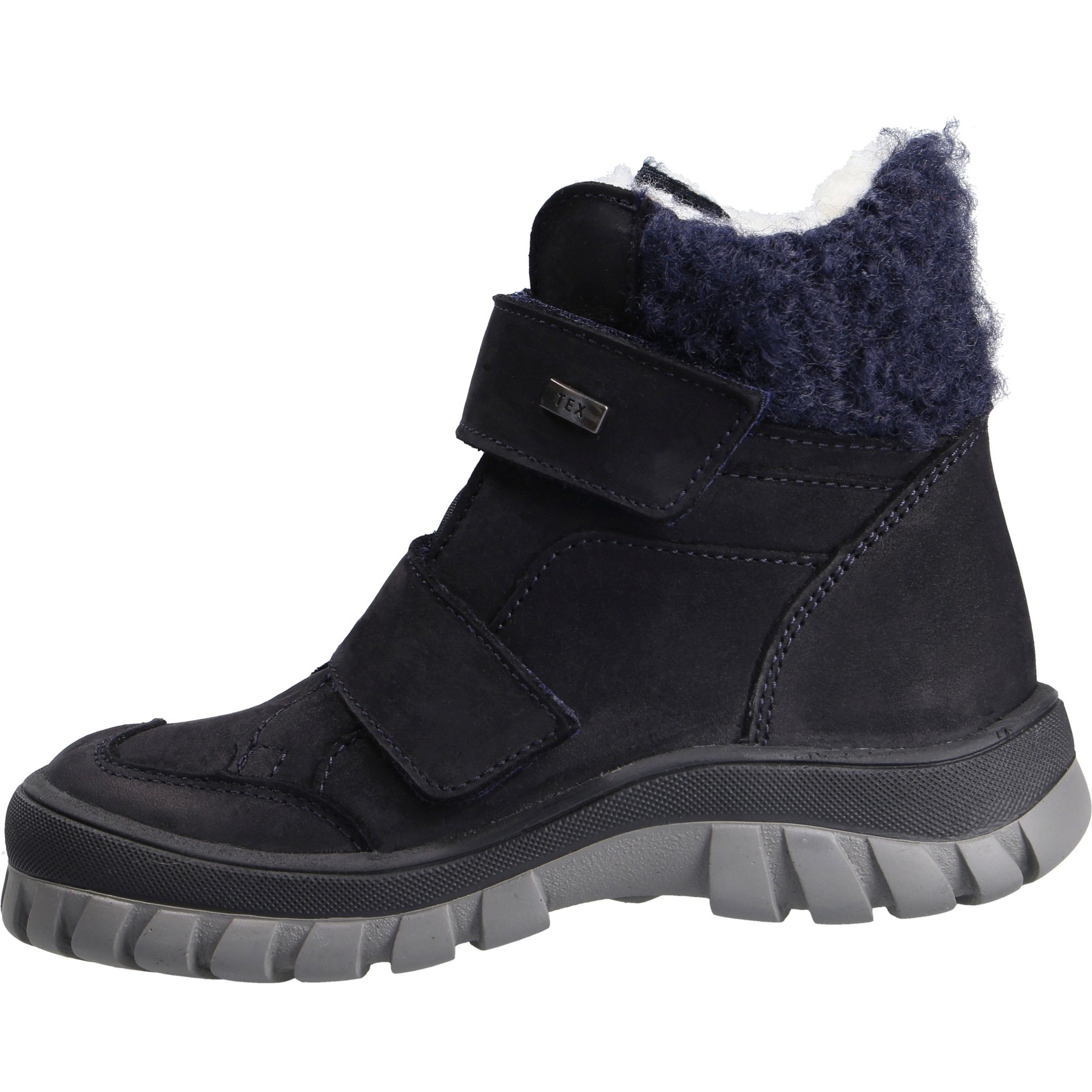 blaue stiefeletten seitenansicht links