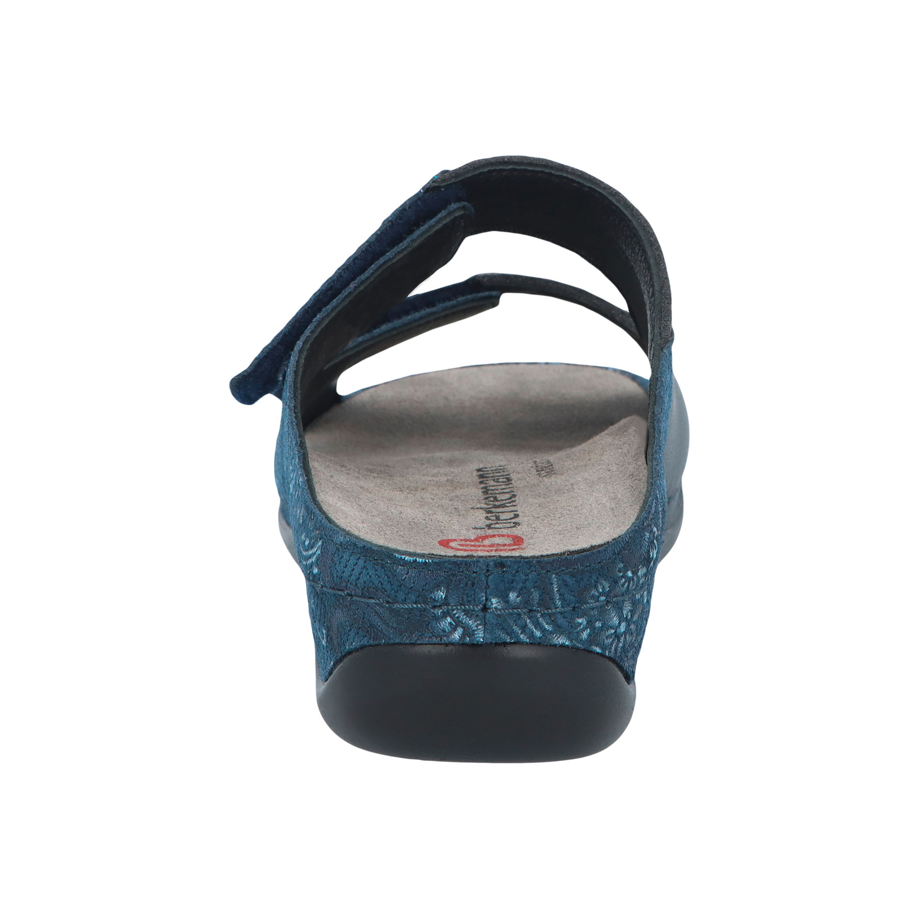 blaue pantolette hinteransicht