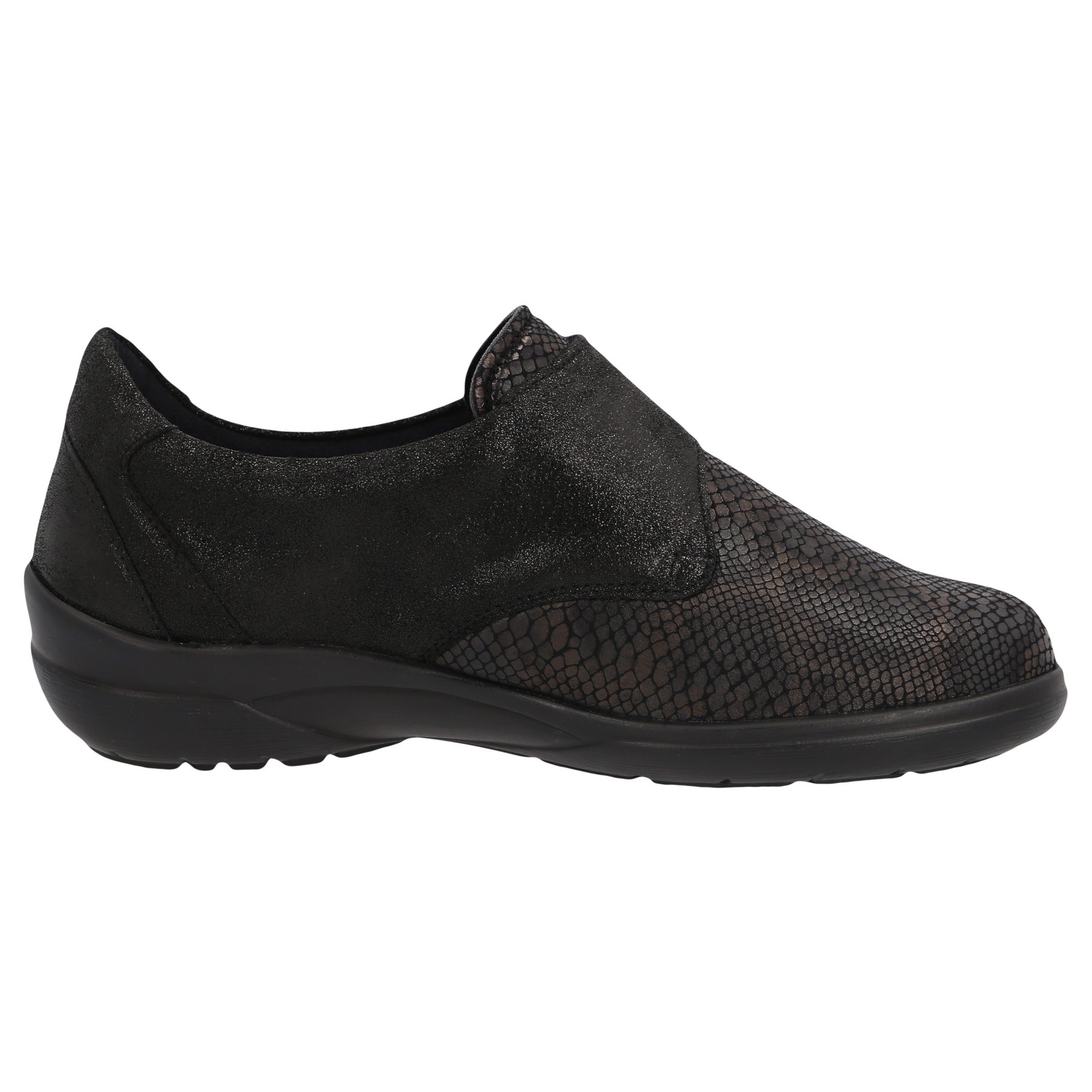 schwarze slipper seitenansicht rechts