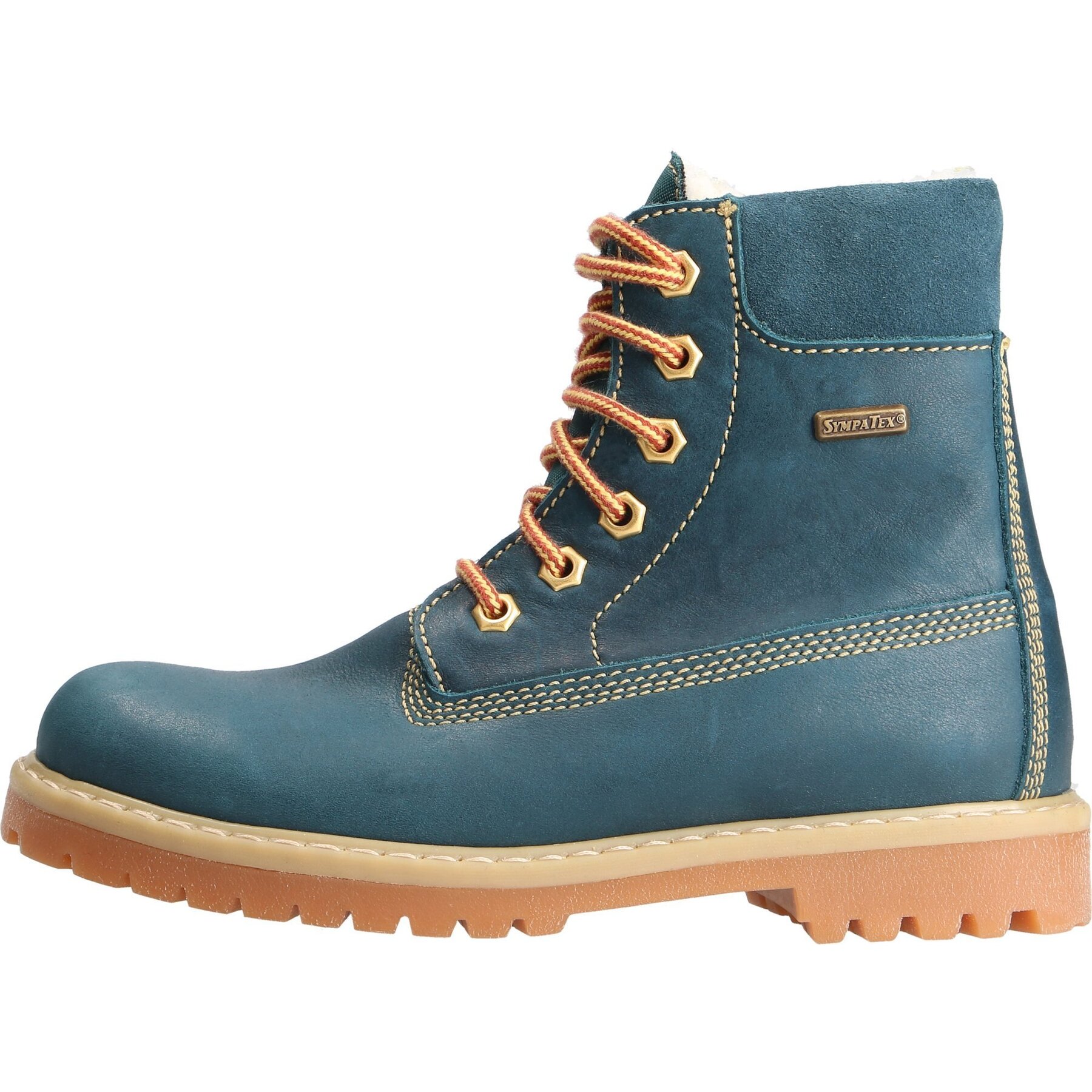 blaue stiefeletten seitenansicht links