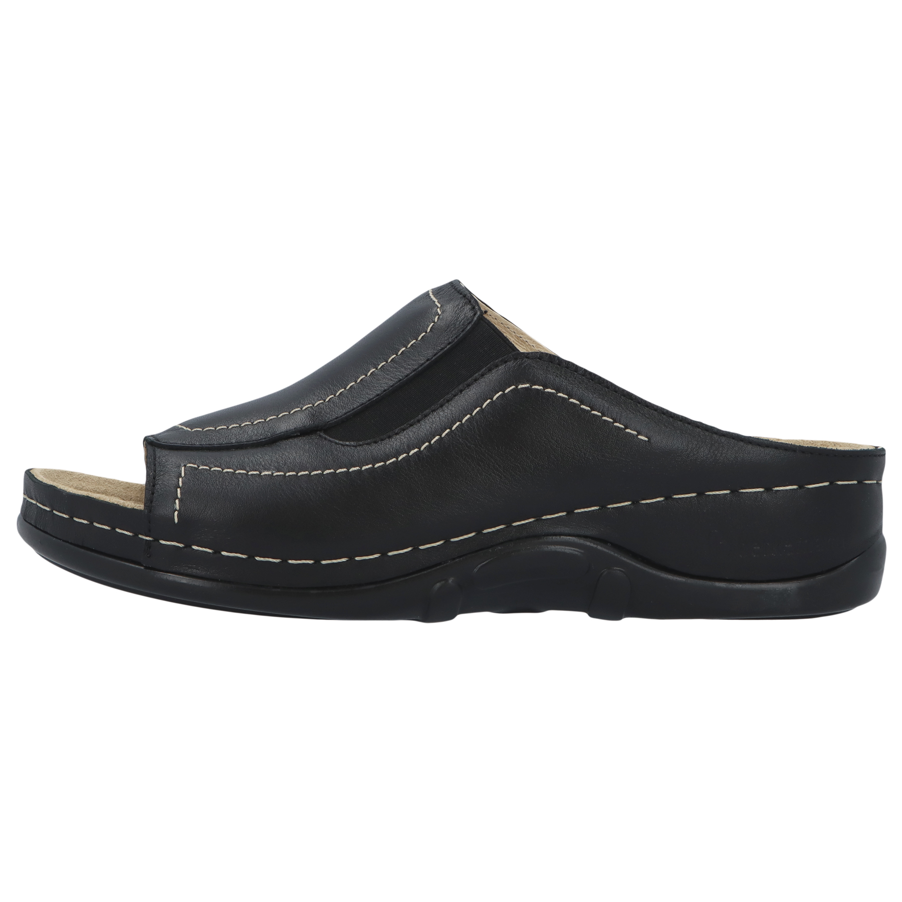 schwarze pantolette seitenansicht links