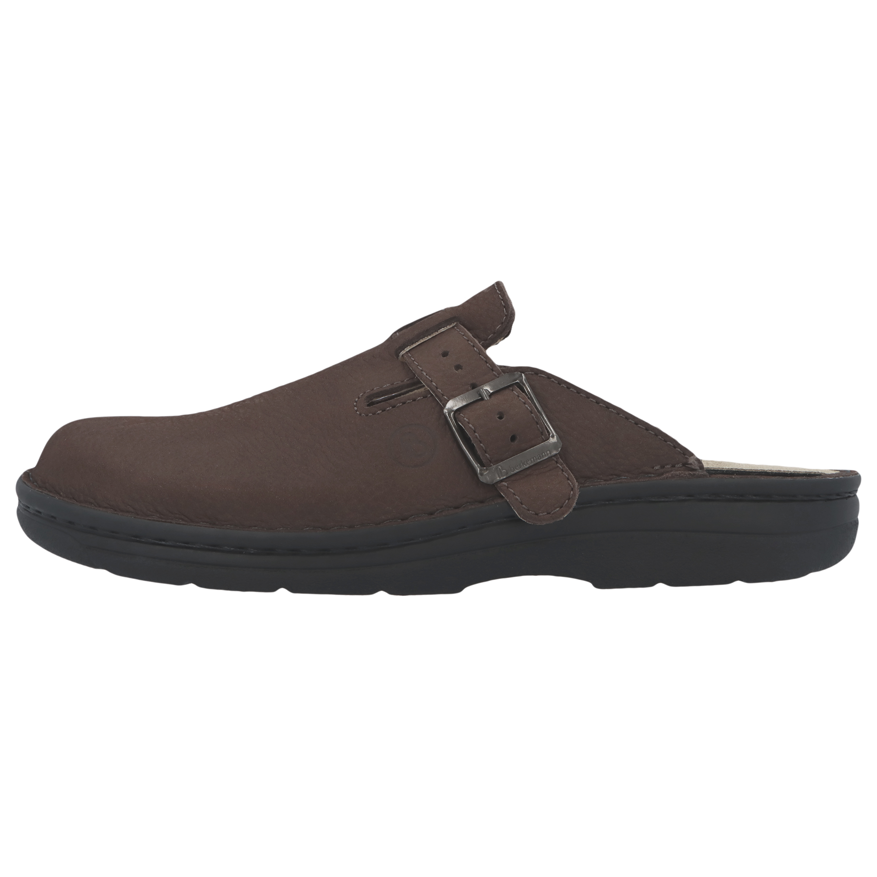 braune clogs seitenansicht links