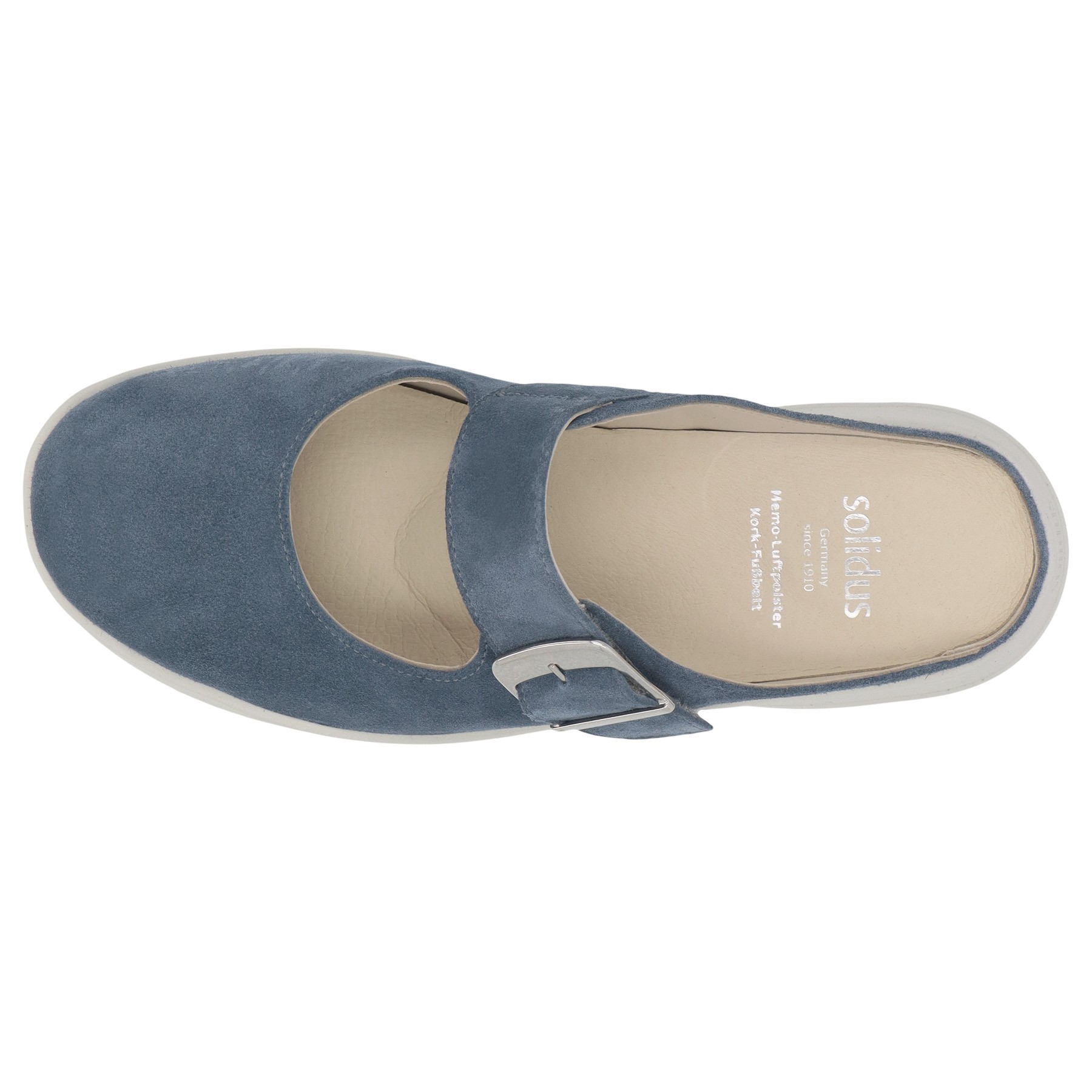 blaue pantolette draufsicht