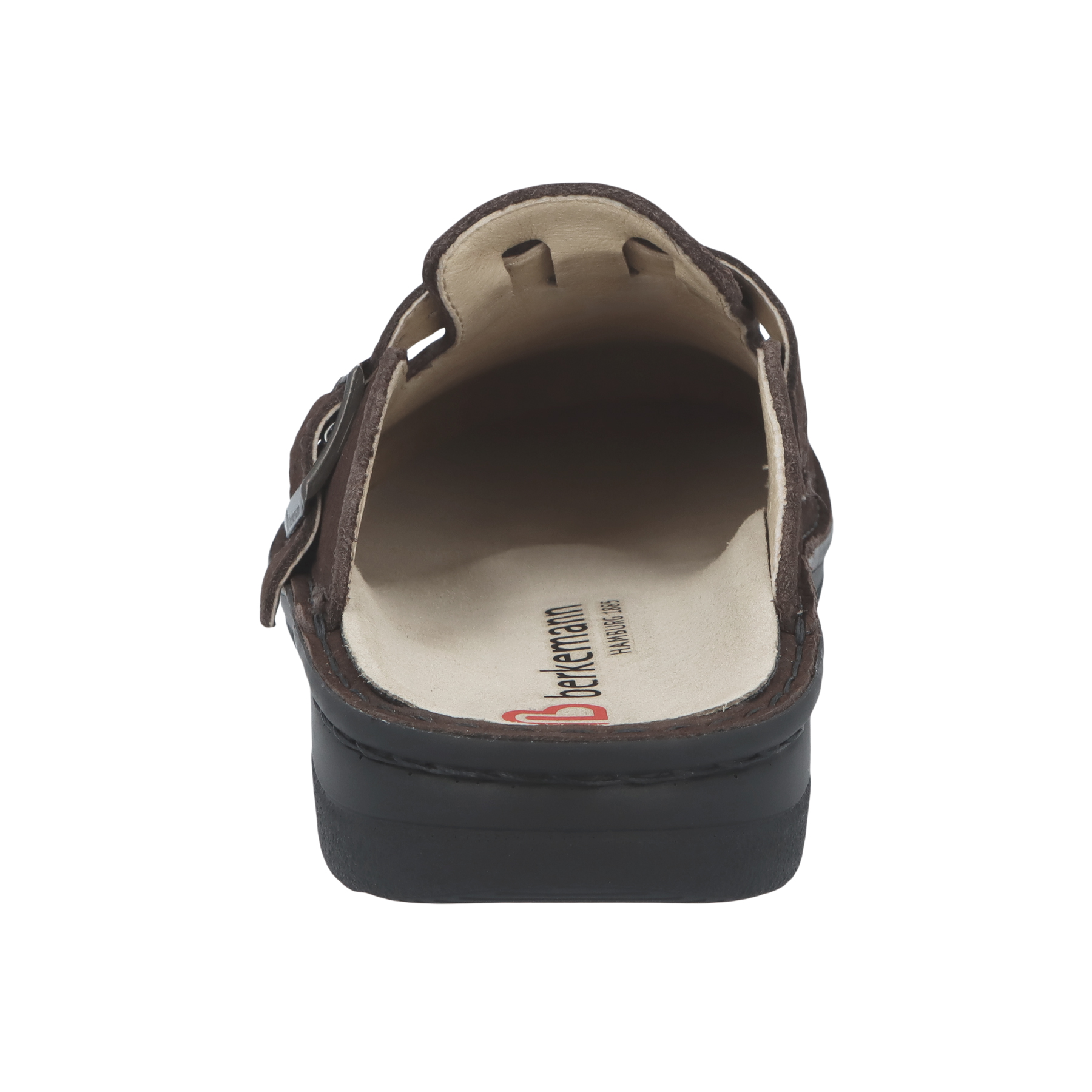 braune clogs hinteransicht