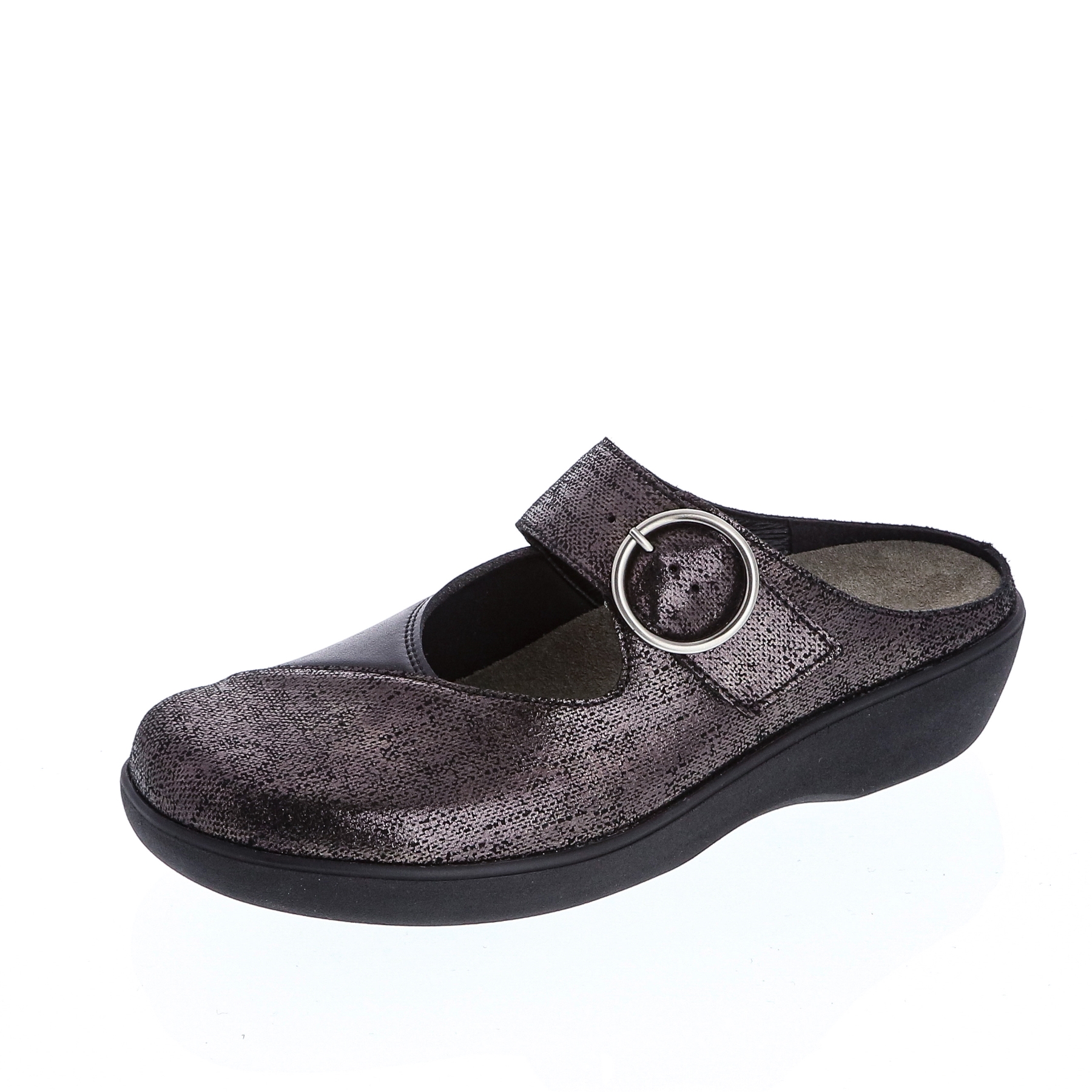 schwarz/glitter Leder/Stretch