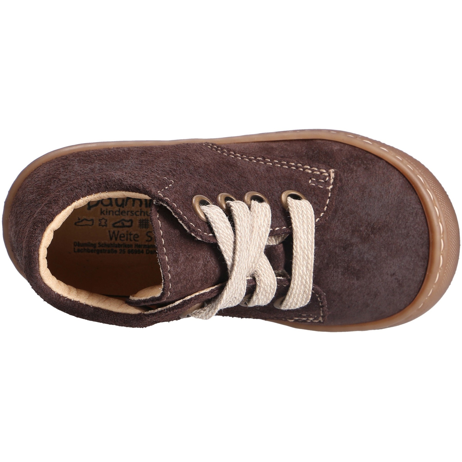 braune lauflernschuhe draufsicht