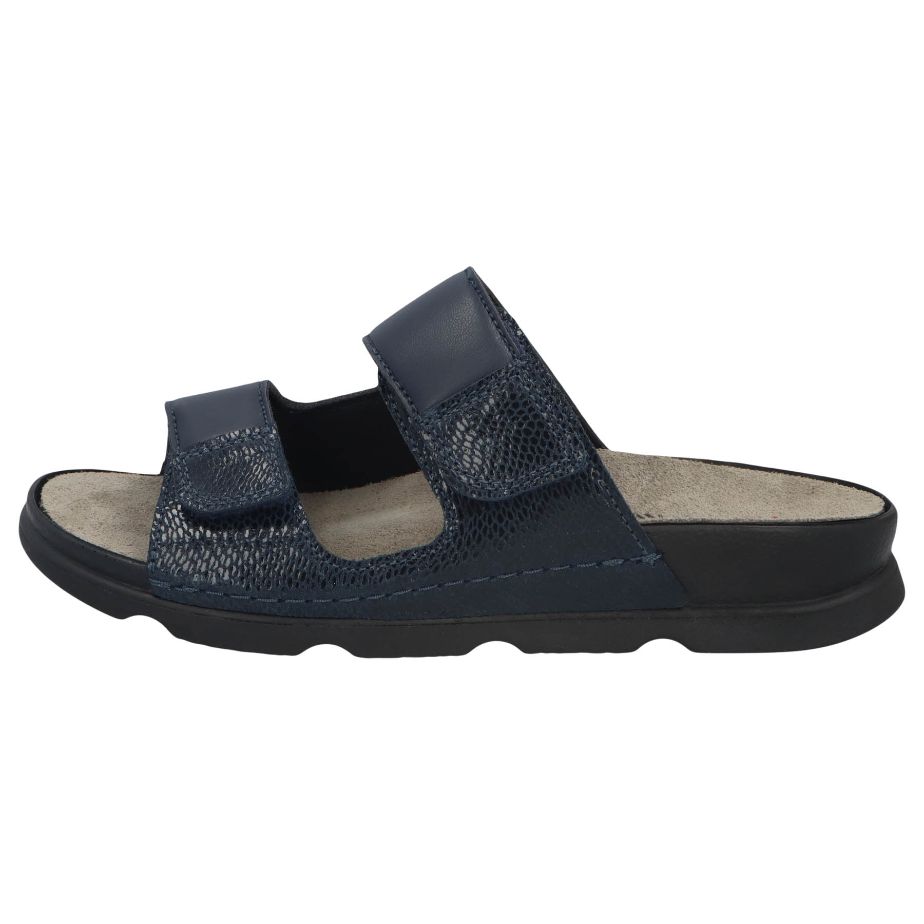 blaue pantolette seitenansicht links