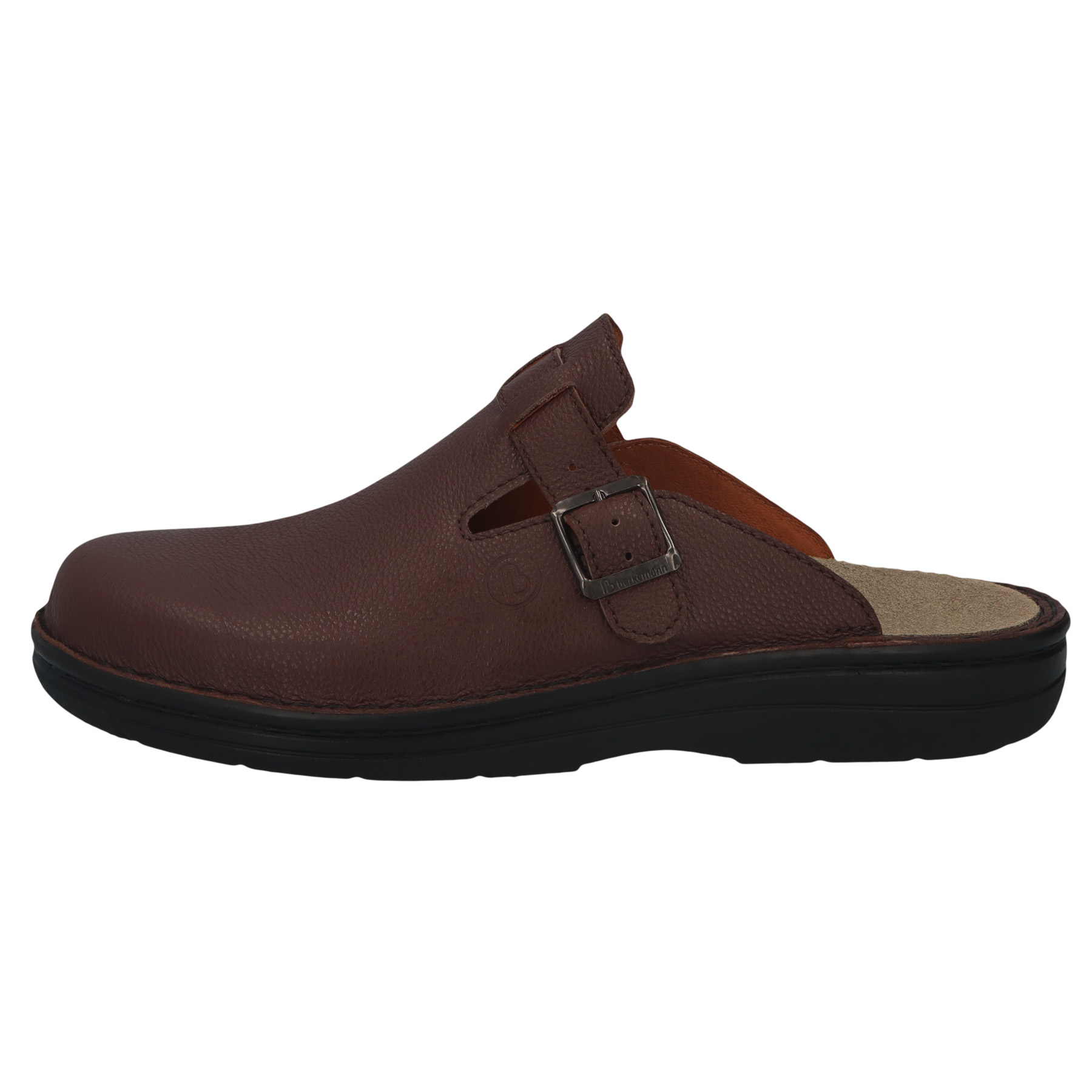 braune clogs seitenansicht links