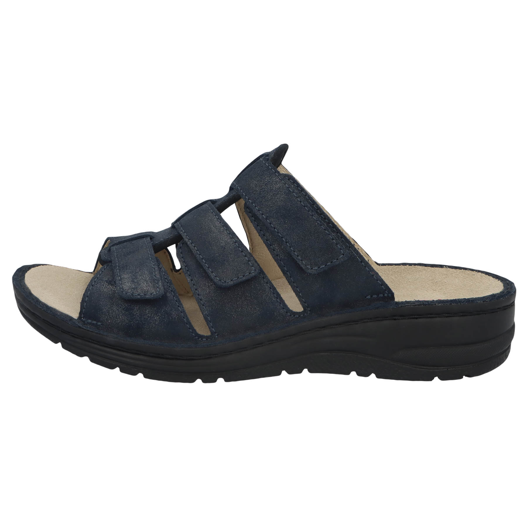 blaue pantolette seitenansicht links