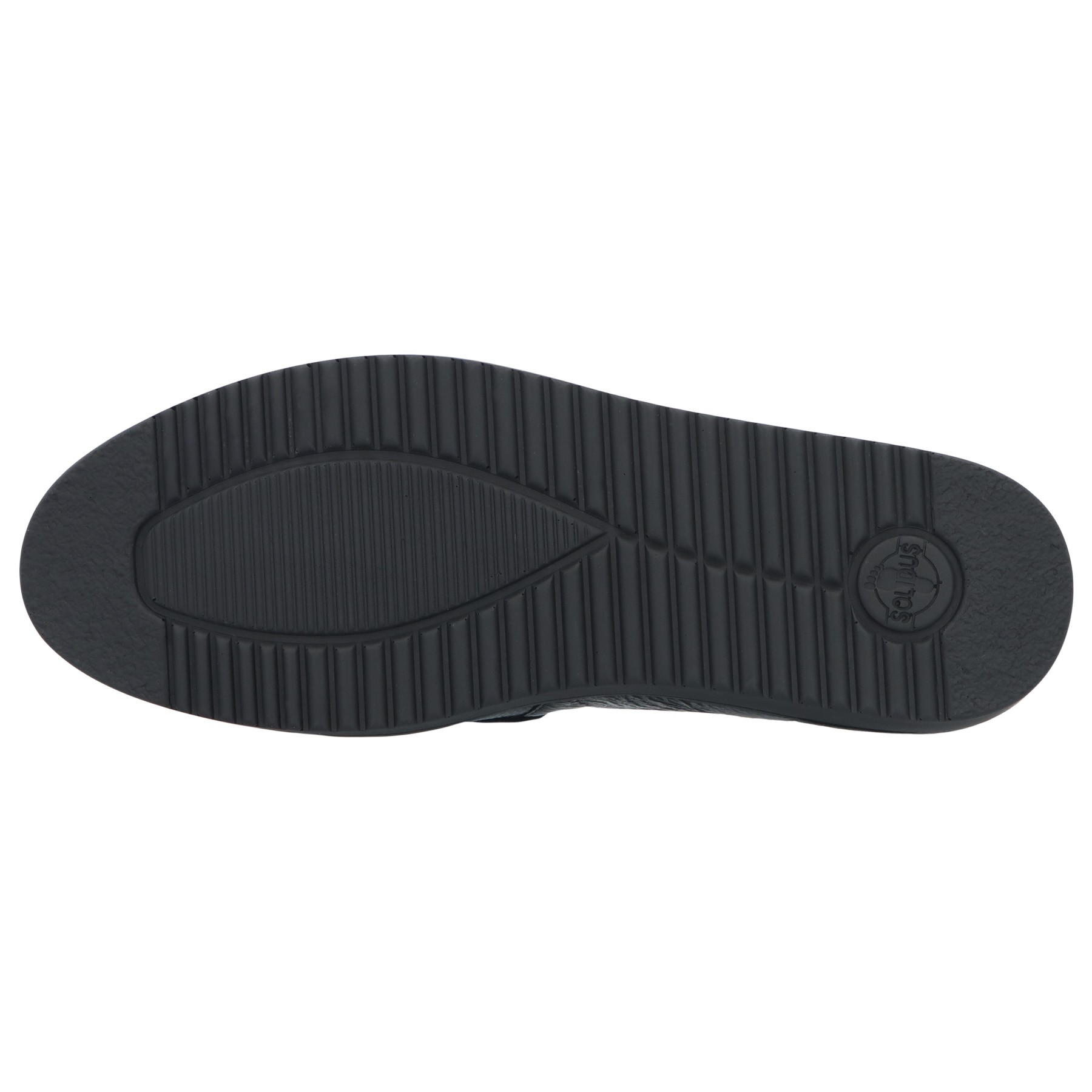 schwarze slipper sohlenansicht