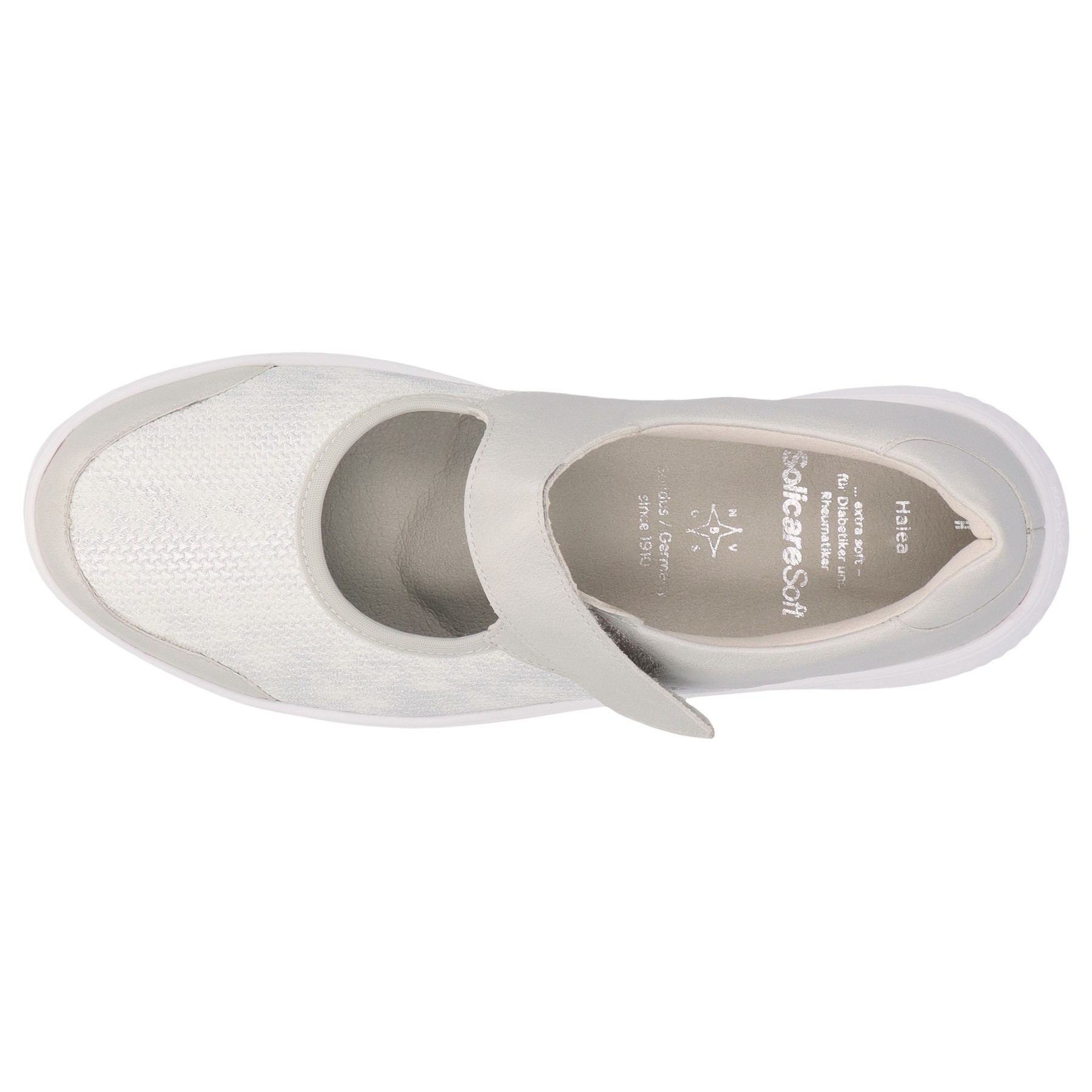 weiße slipper draufsicht