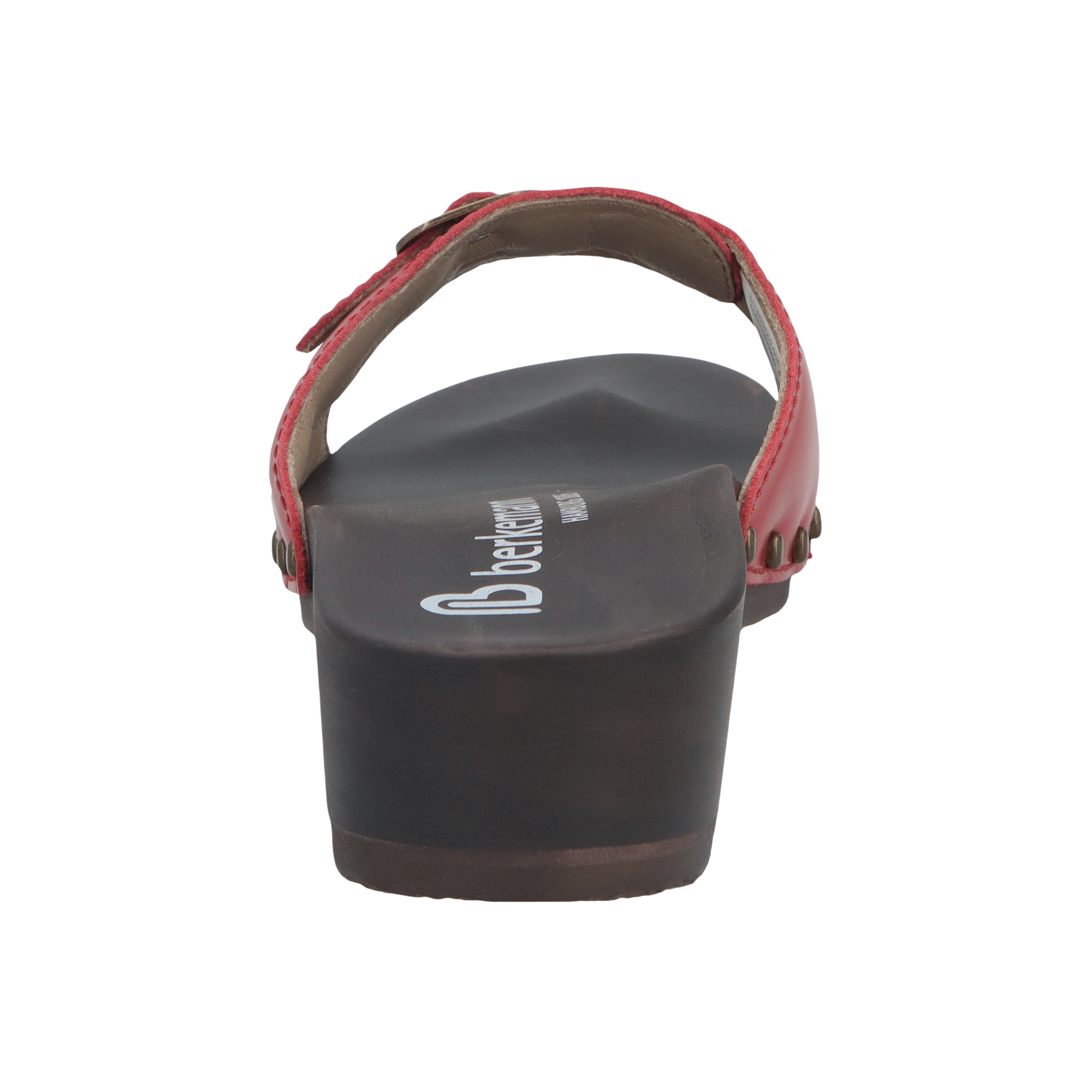 rote holzschuhe hinteransicht