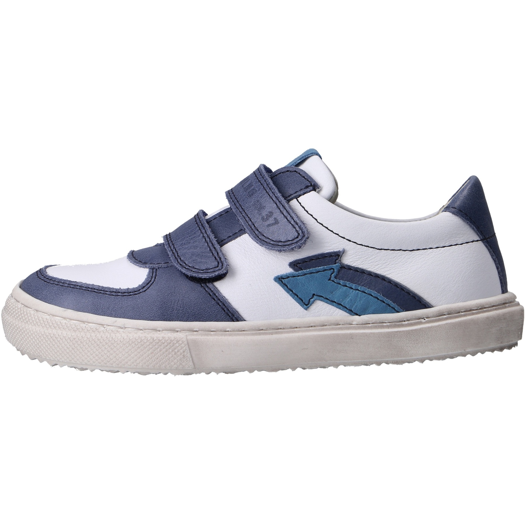 blaue halbschuh seitenansicht links