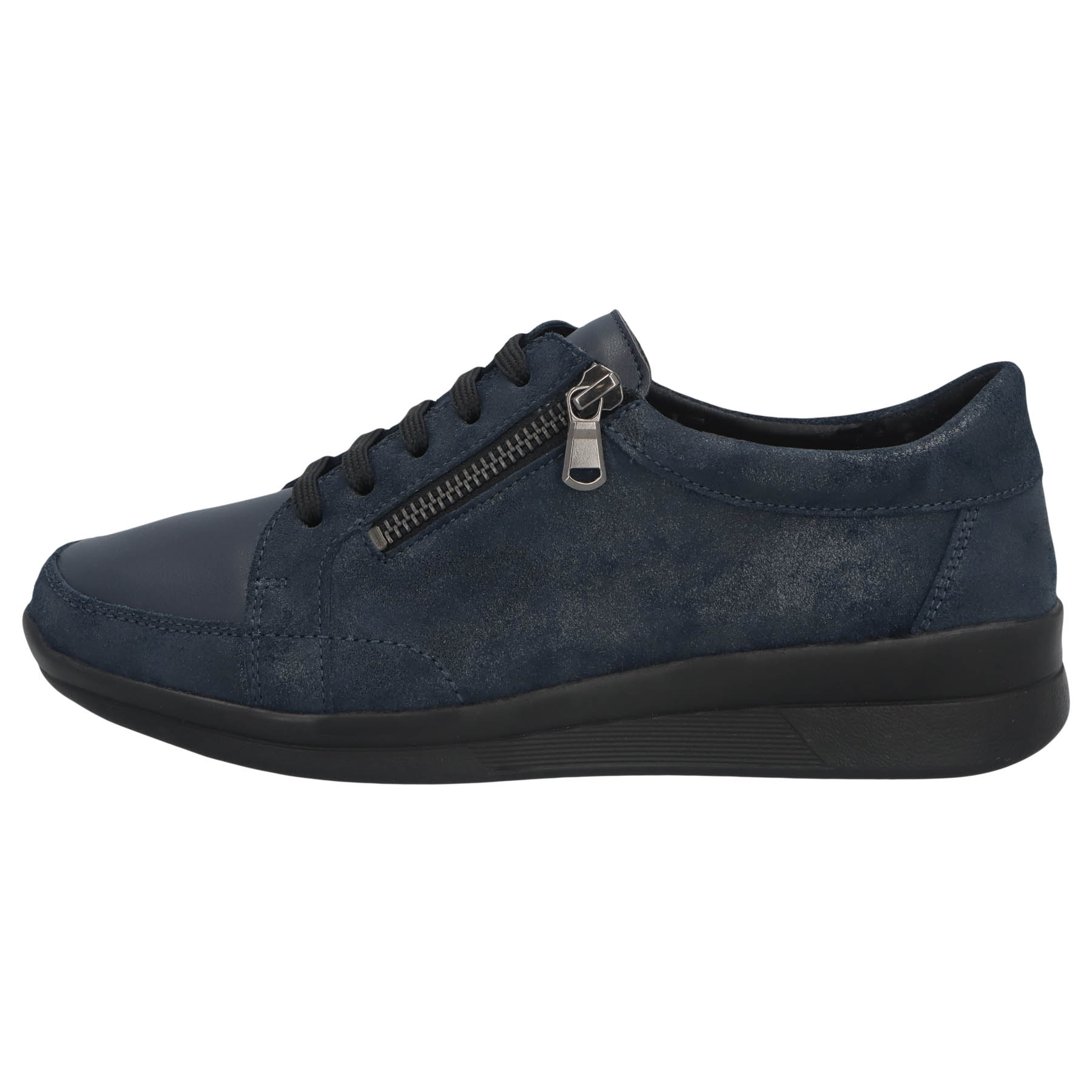 blaue halbschuh seitenansicht links