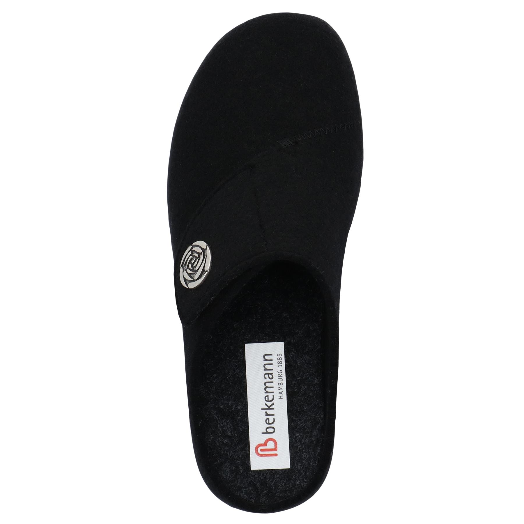 schwarze hausschuhe draufsicht