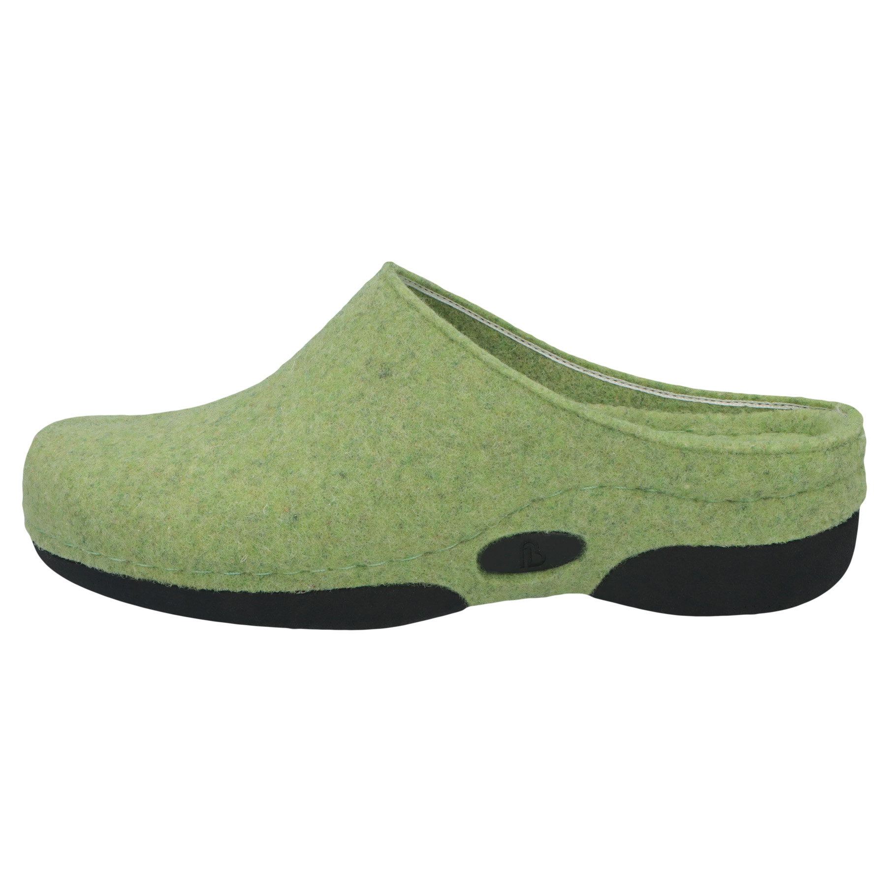 grüne hausschuhe seitenansicht links