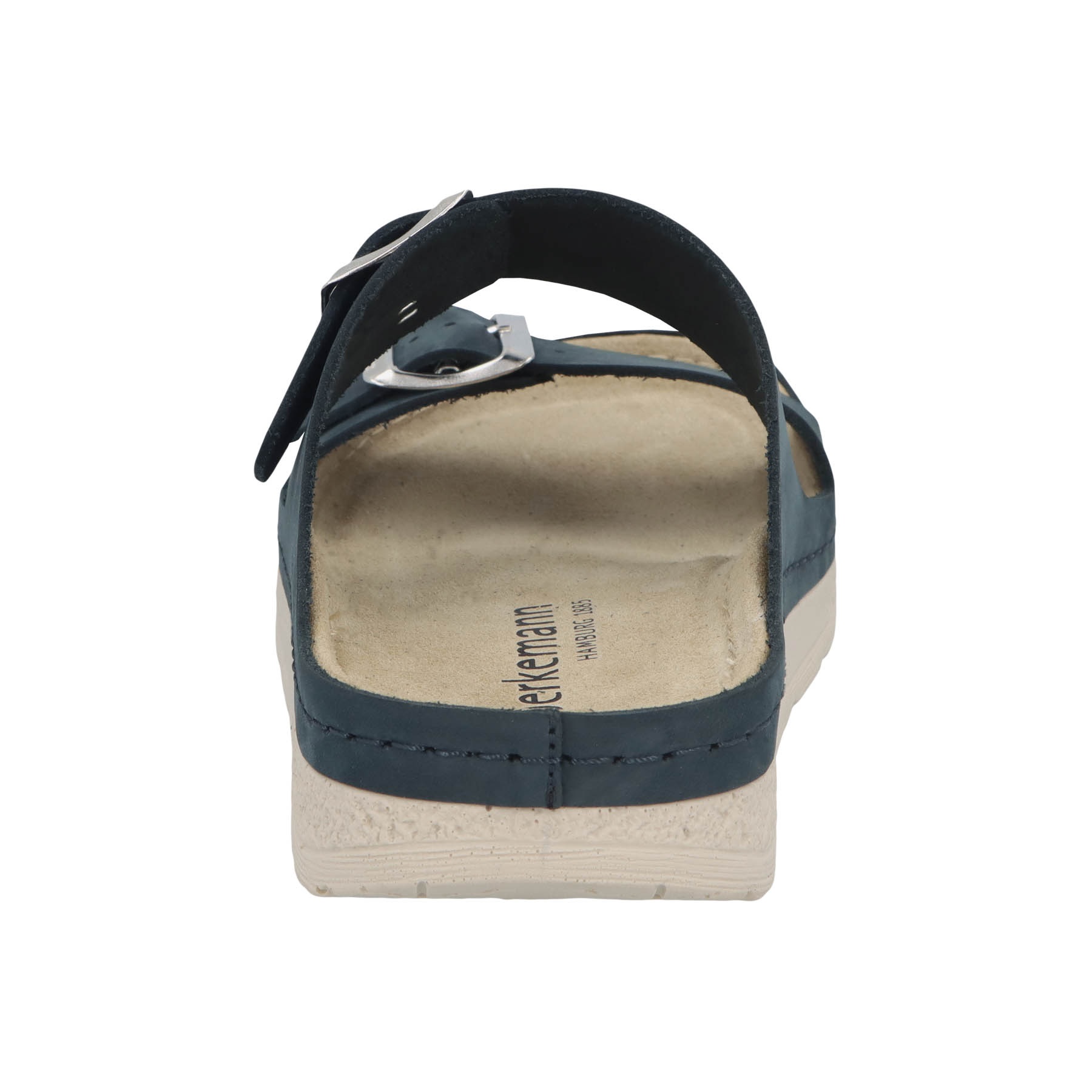 blaue pantolette hinteransicht