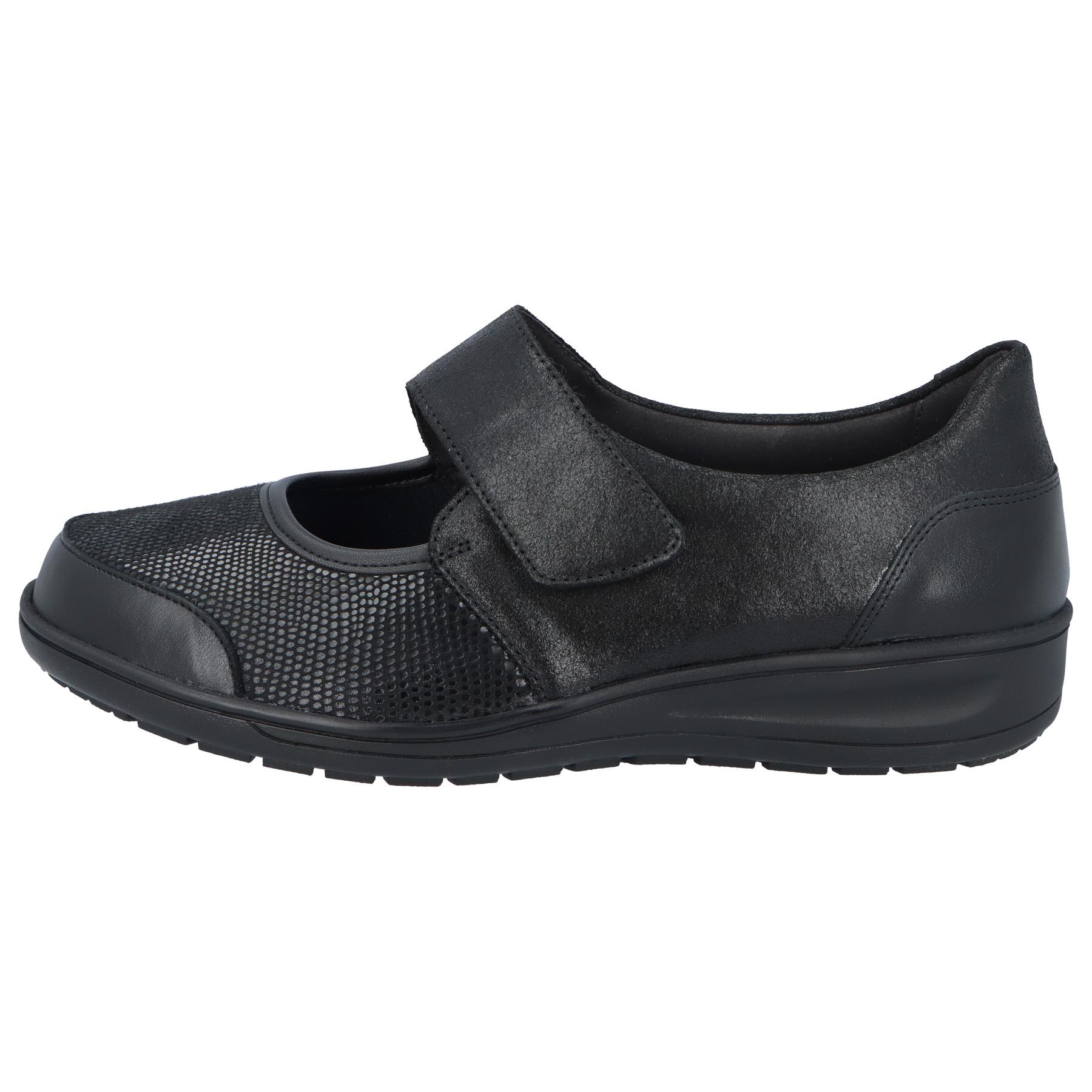 schwarze slipper seitenansicht links