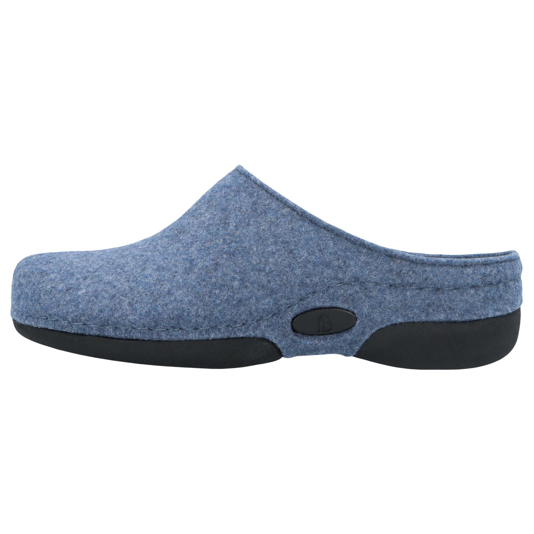 blaue hausschuhe seitenansicht links