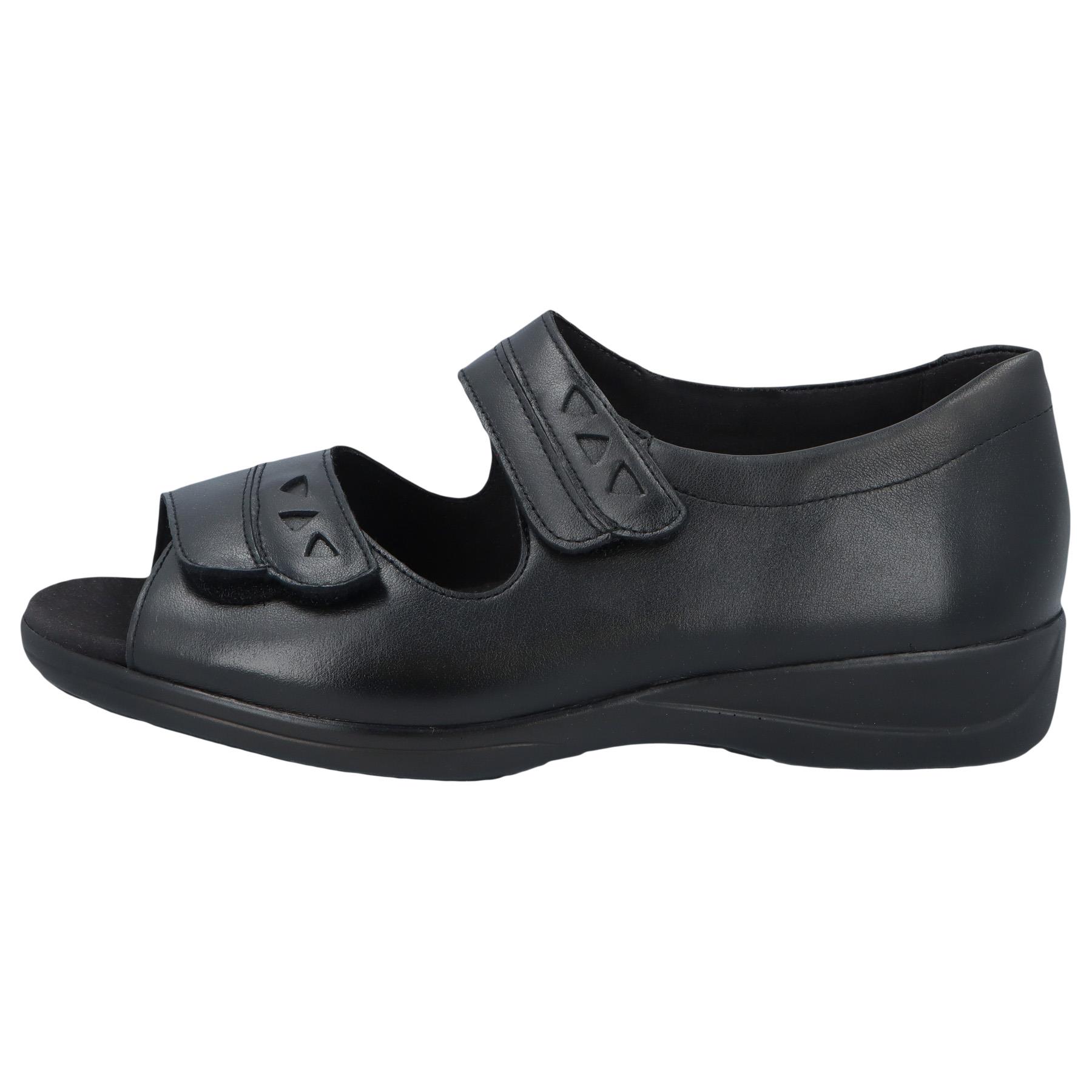 schwarze sandale seitenansicht links