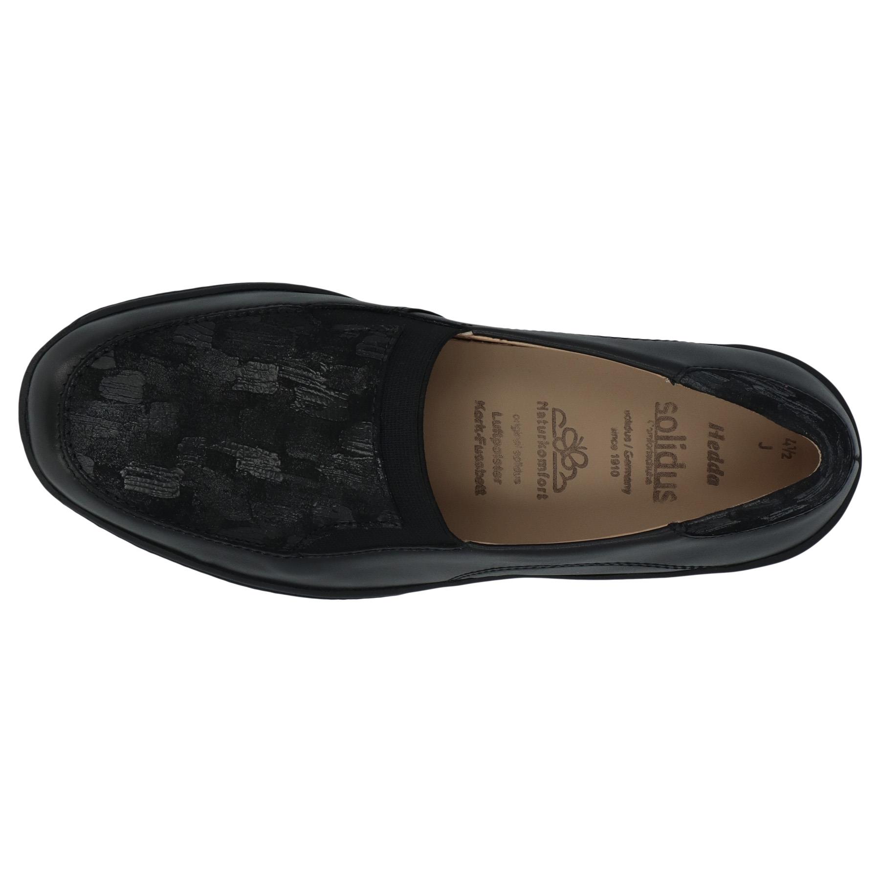 schwarze slipper draufsicht