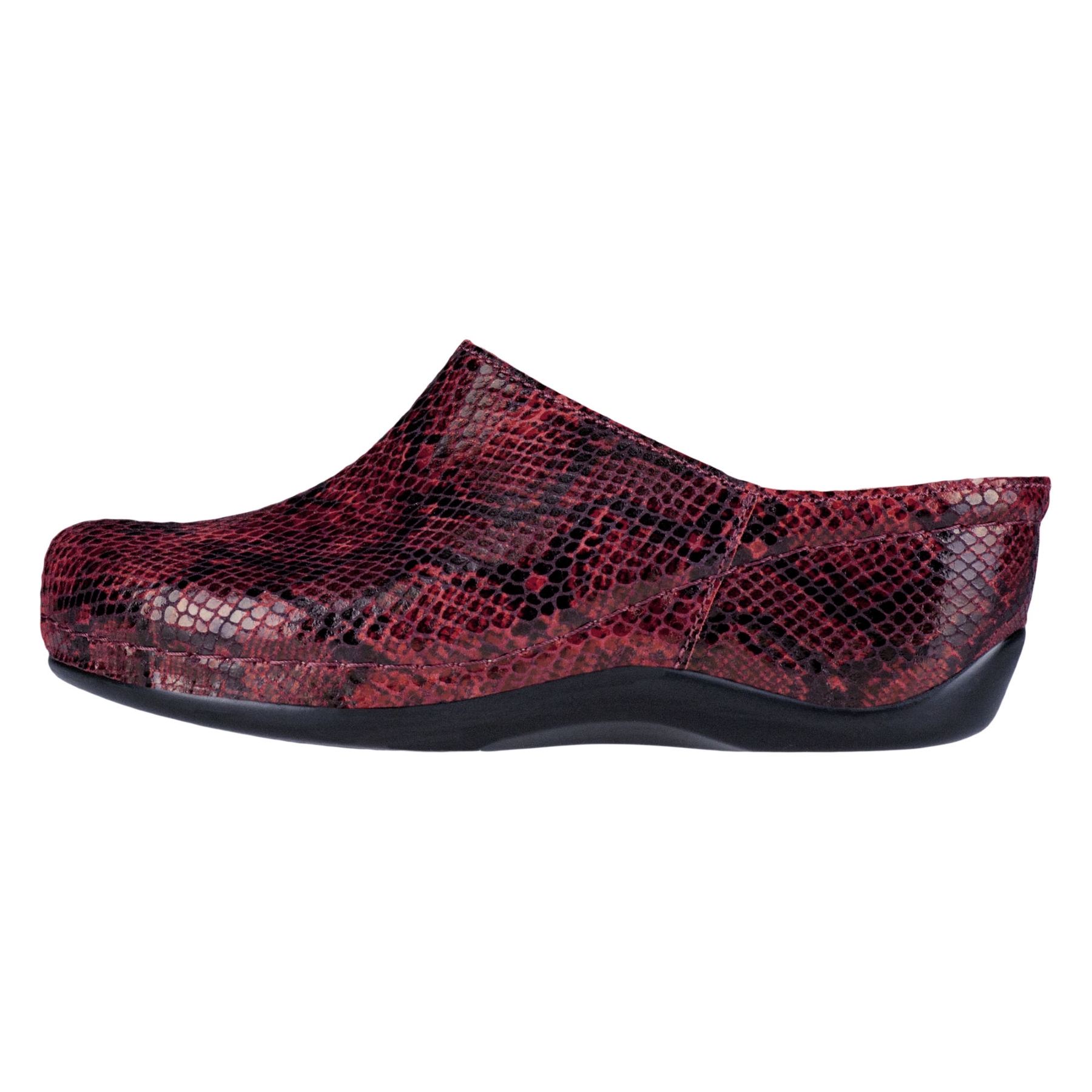 rote clogs seitenansicht links