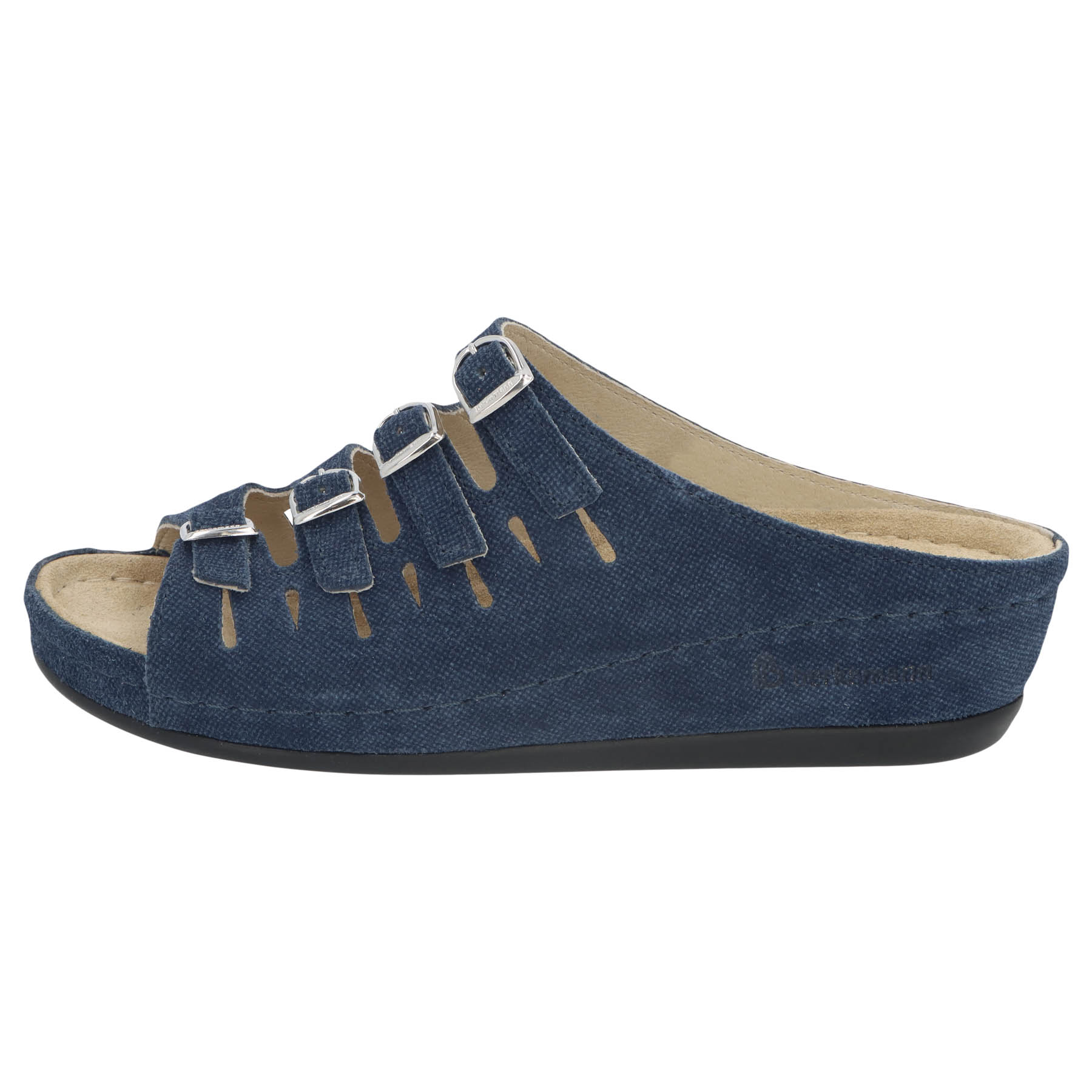 blaue pantolette seitenansicht links