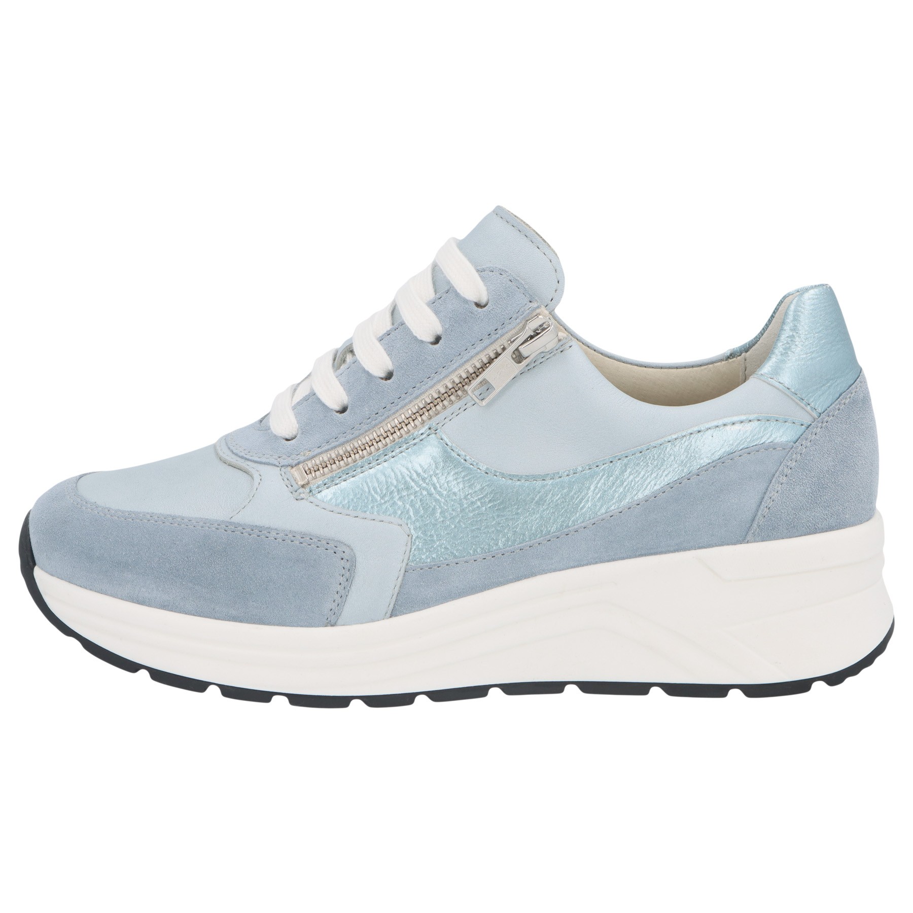 blaue halbschuh seitenansicht links