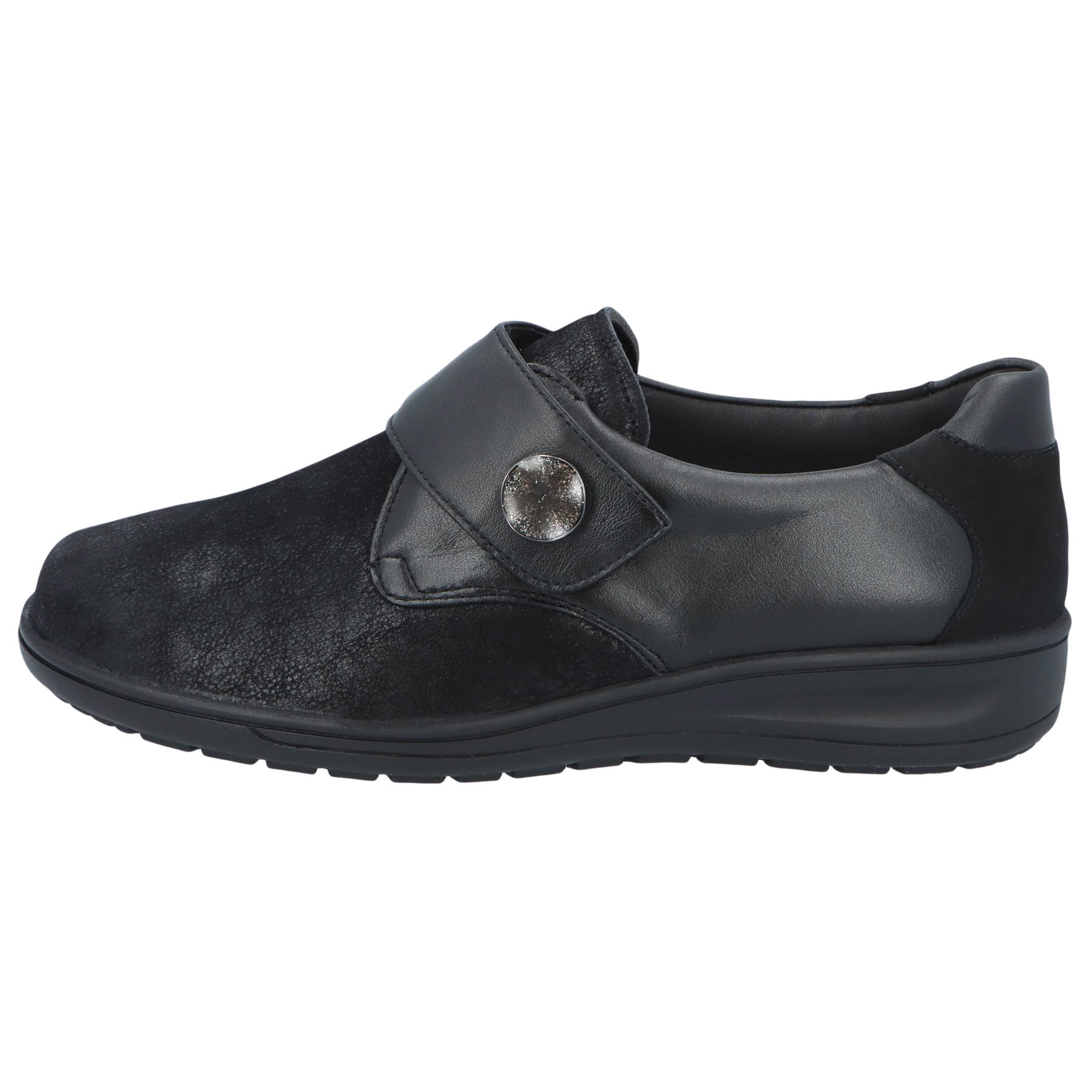 schwarze halbschuh seitenansicht links