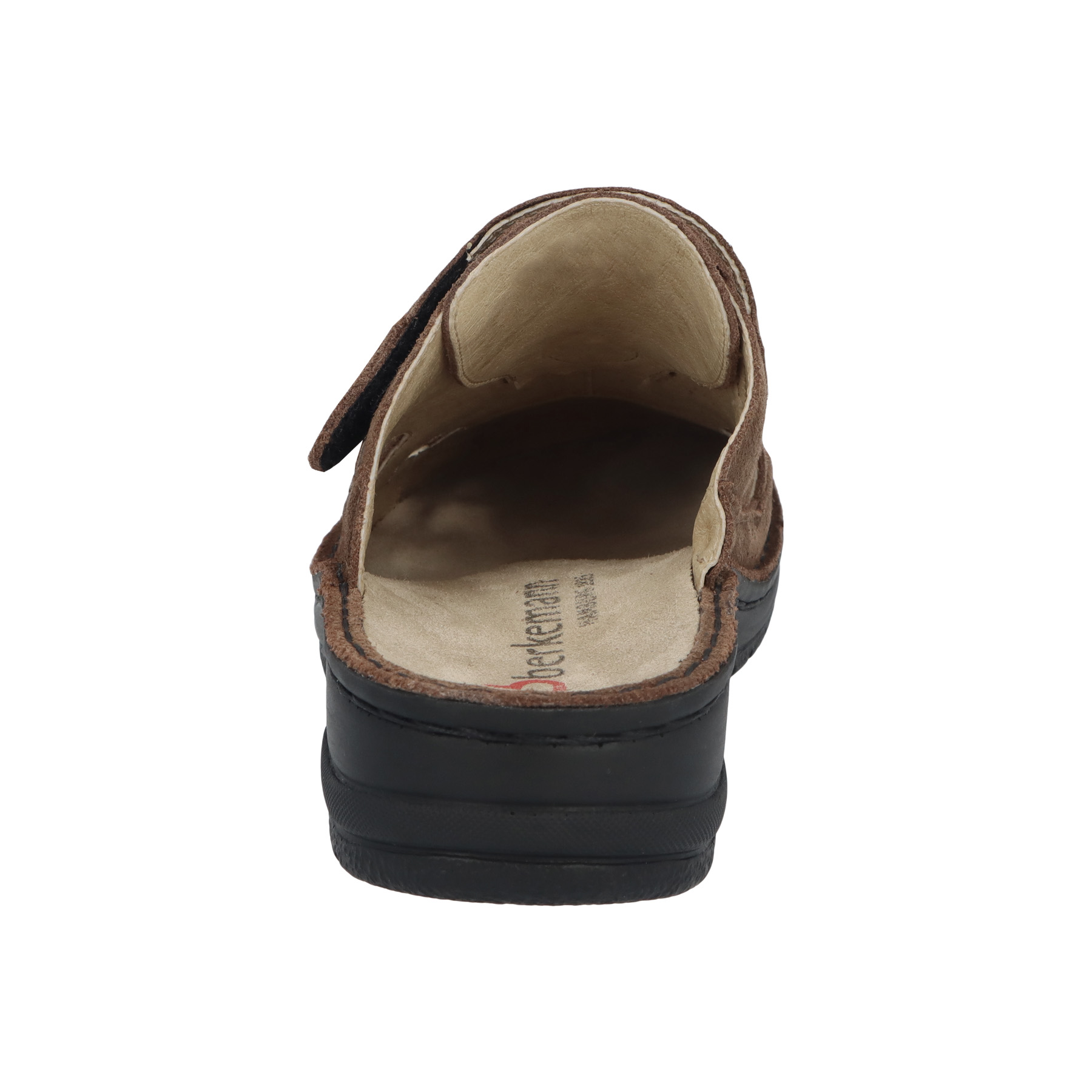 braune clogs hinteransicht