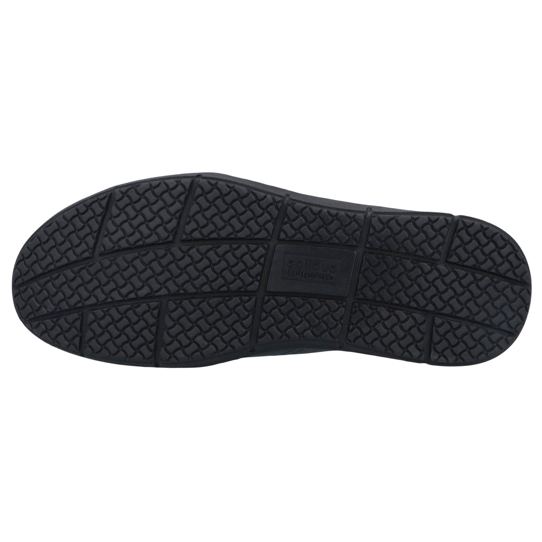 schwarze slipper sohlenansicht