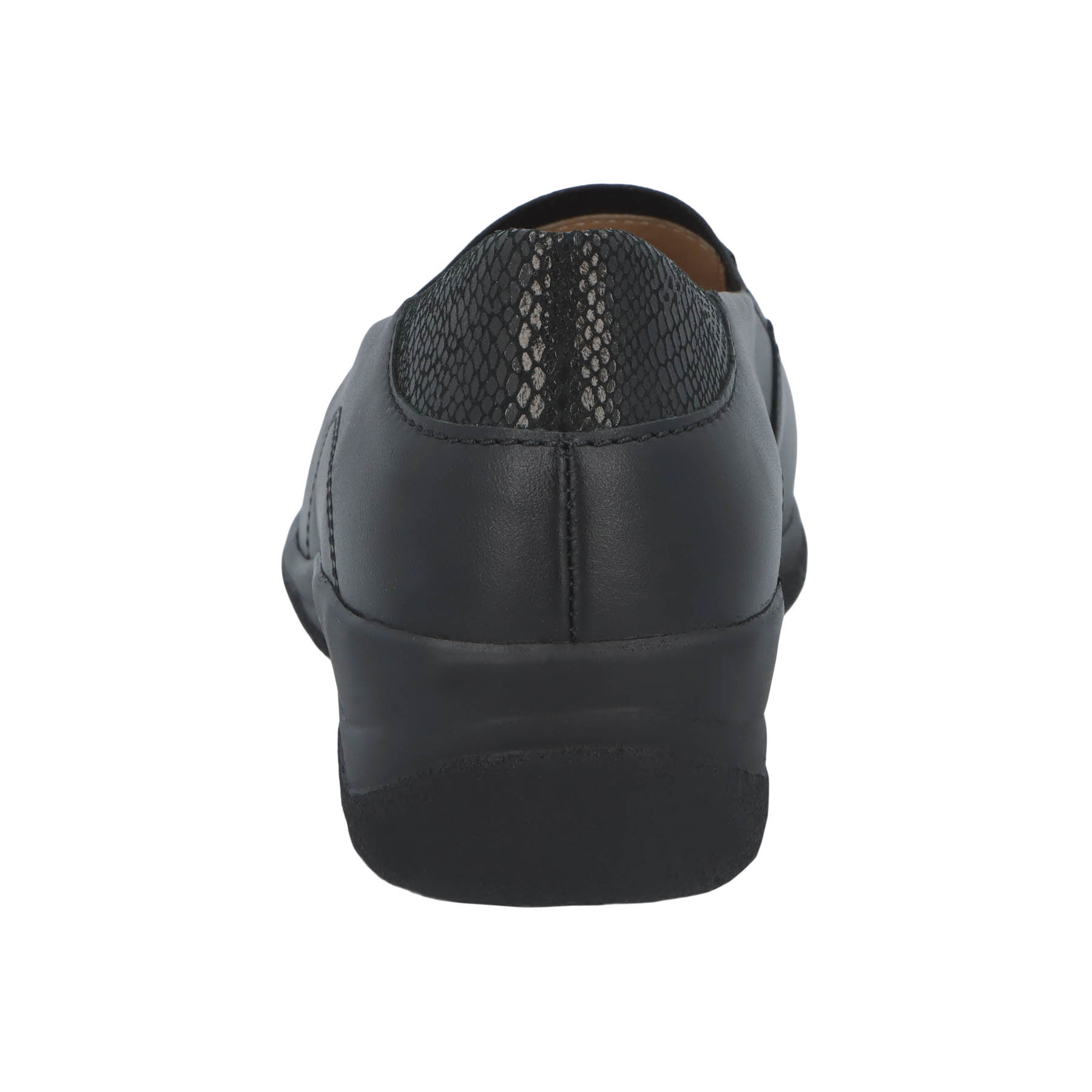 schwarze slipper hinteransicht