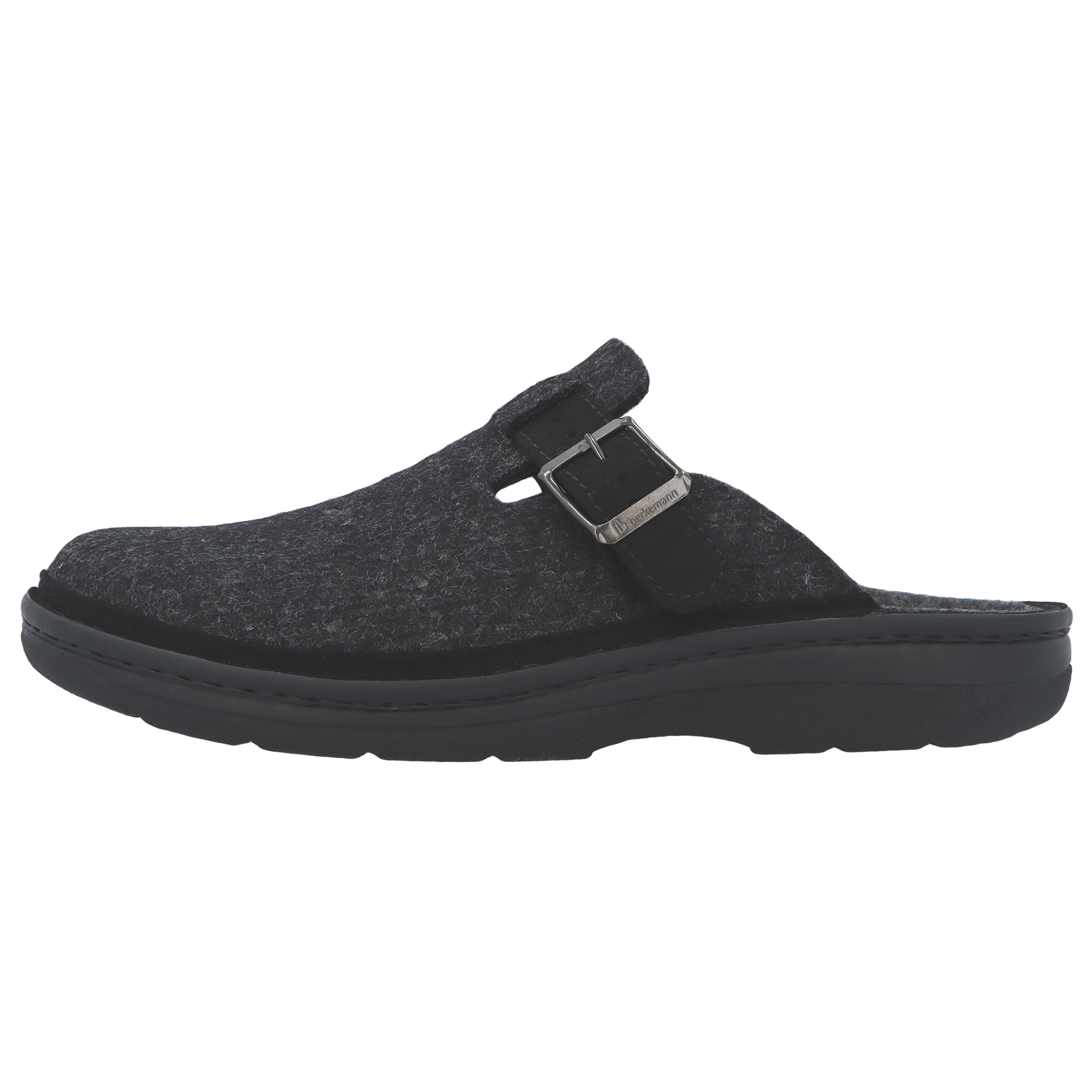 graue hausschuhe seitenansicht links