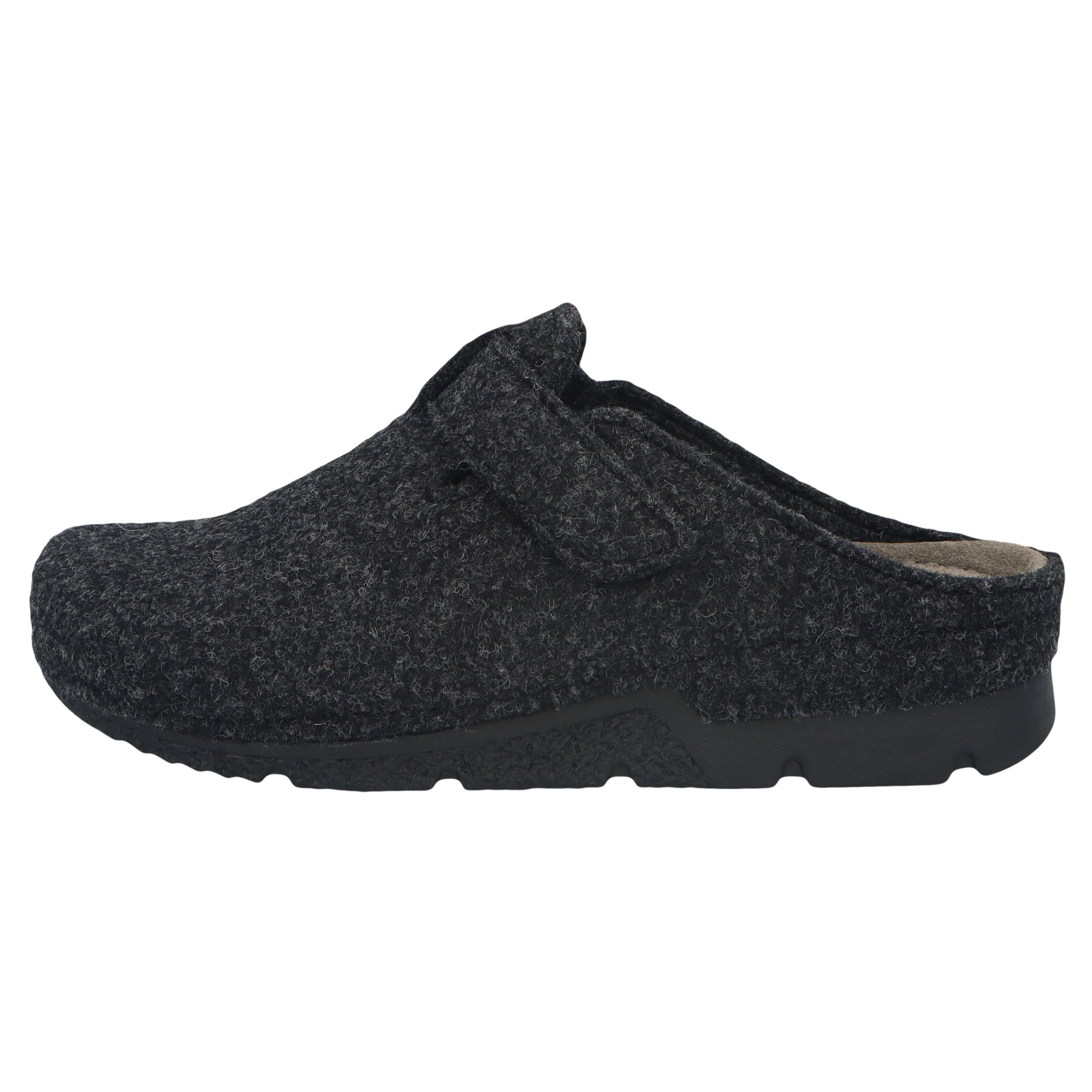 graue hausschuhe seitenansicht links