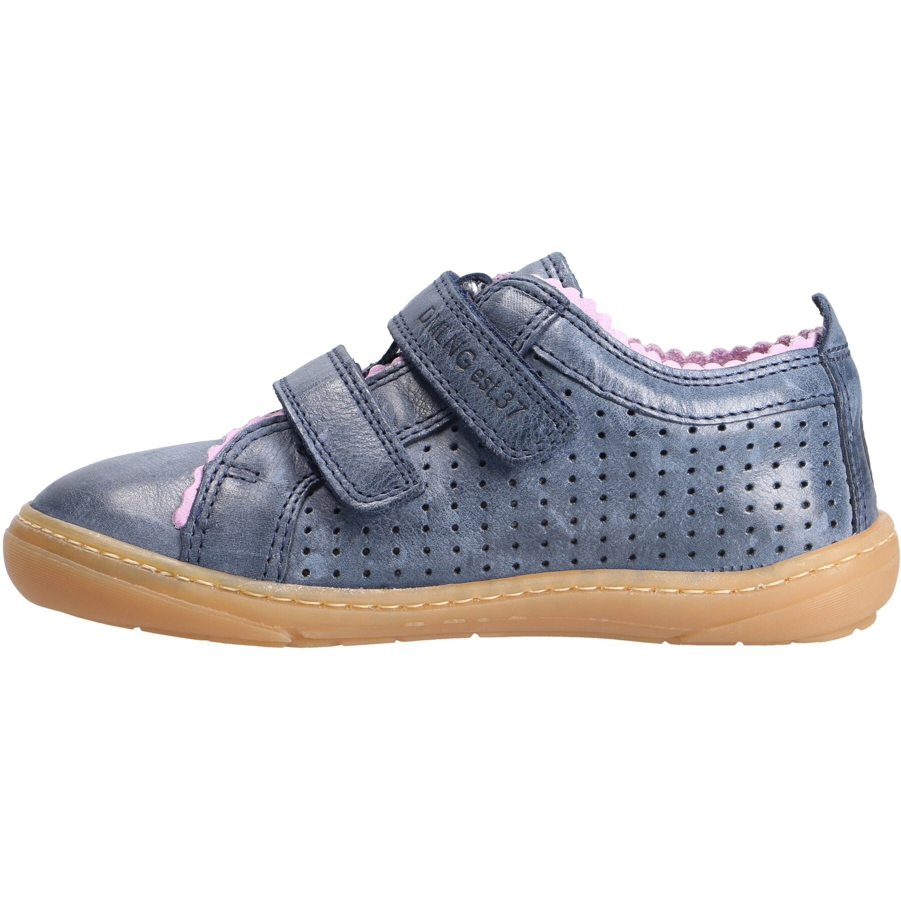 blaue halbschuh seitenansicht links