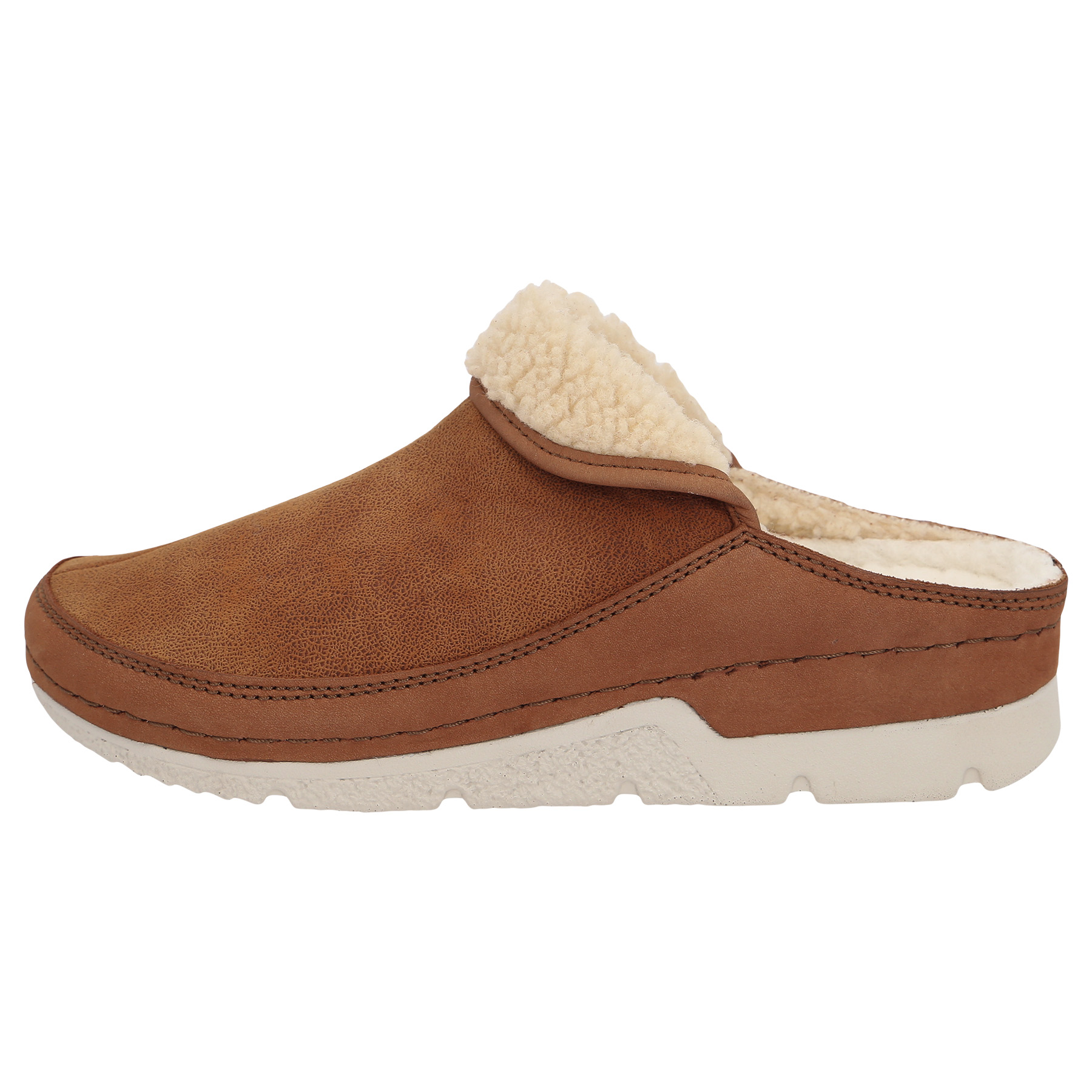 braune clogs seitenansicht links