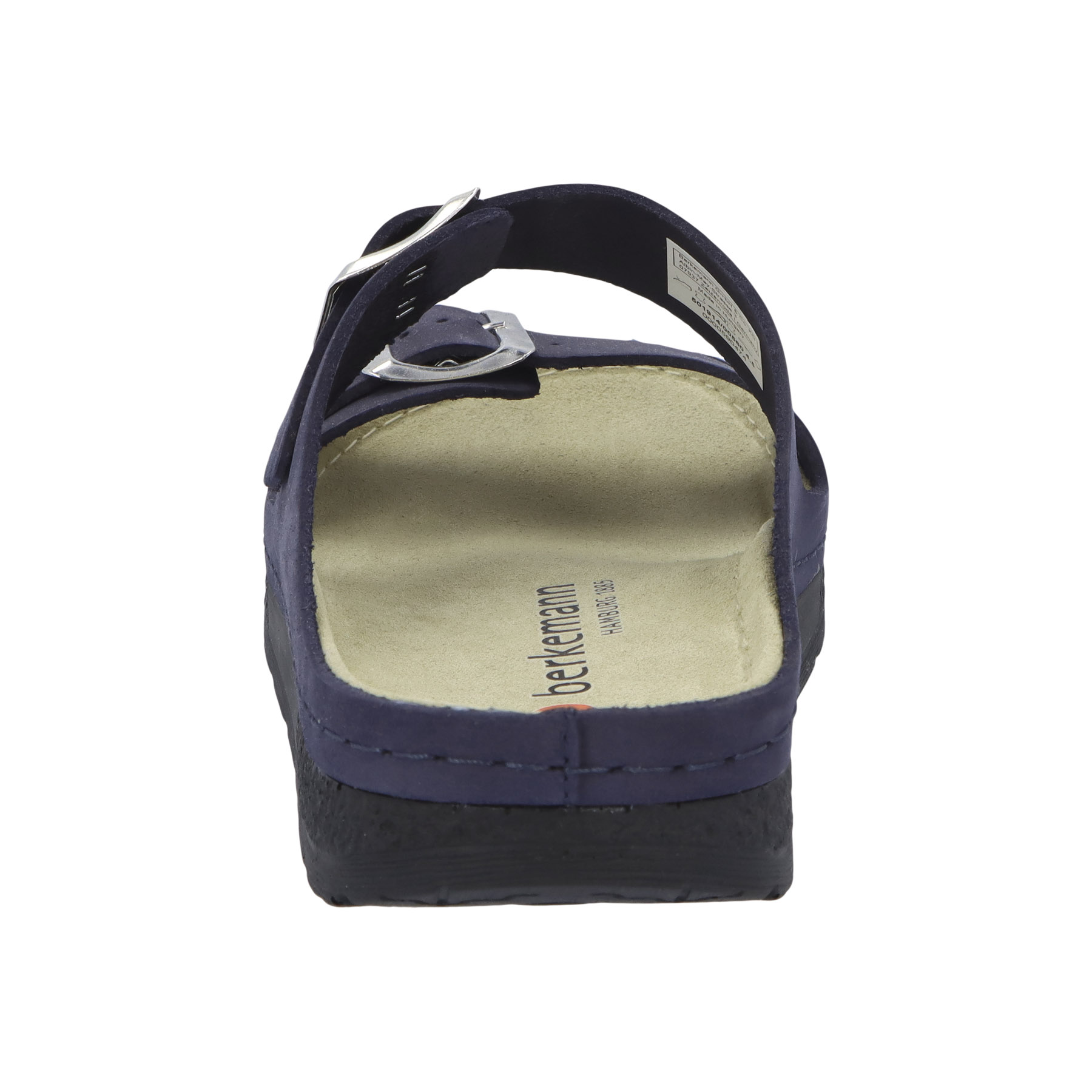 blaue pantolette hinteransicht