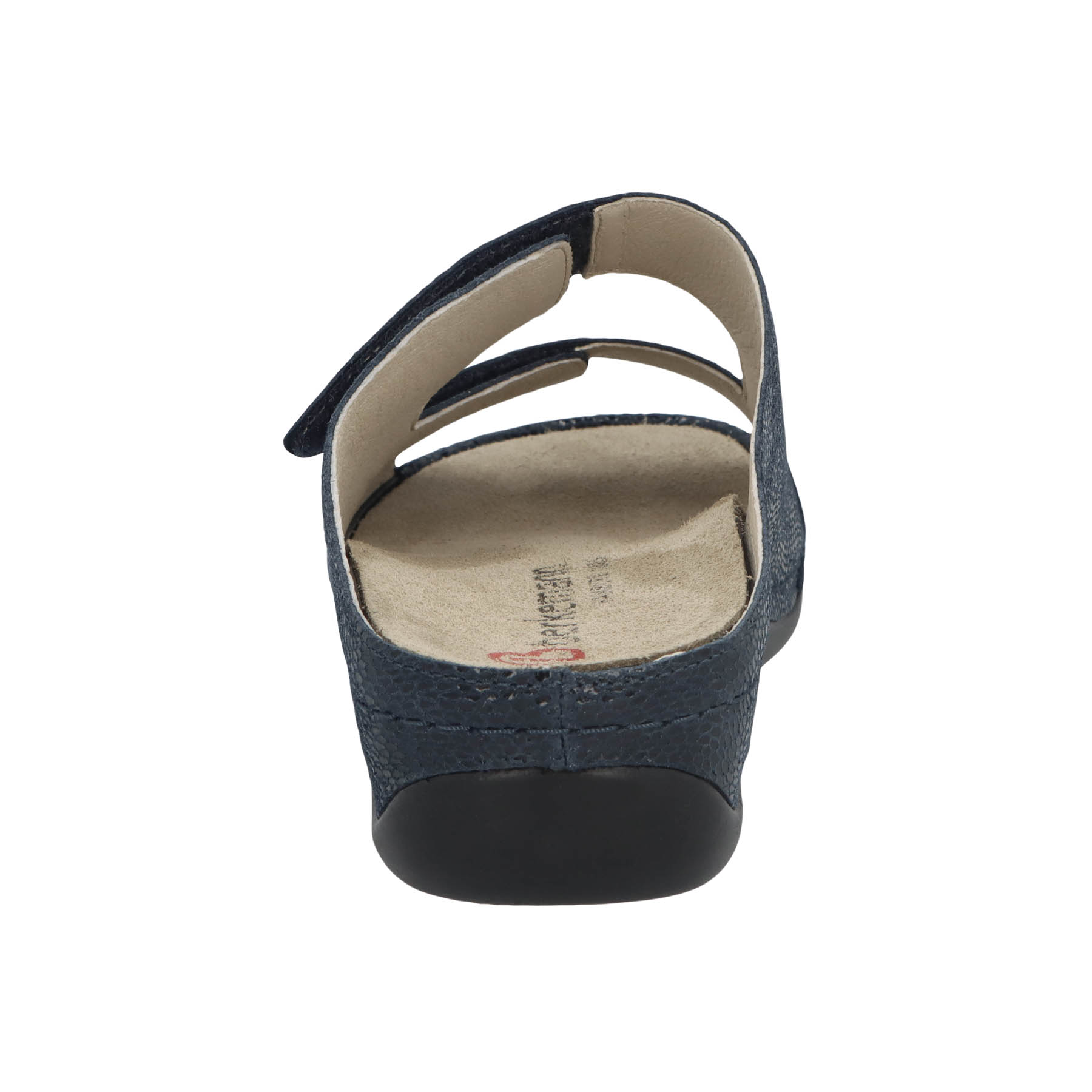 blaue pantolette hinteransicht