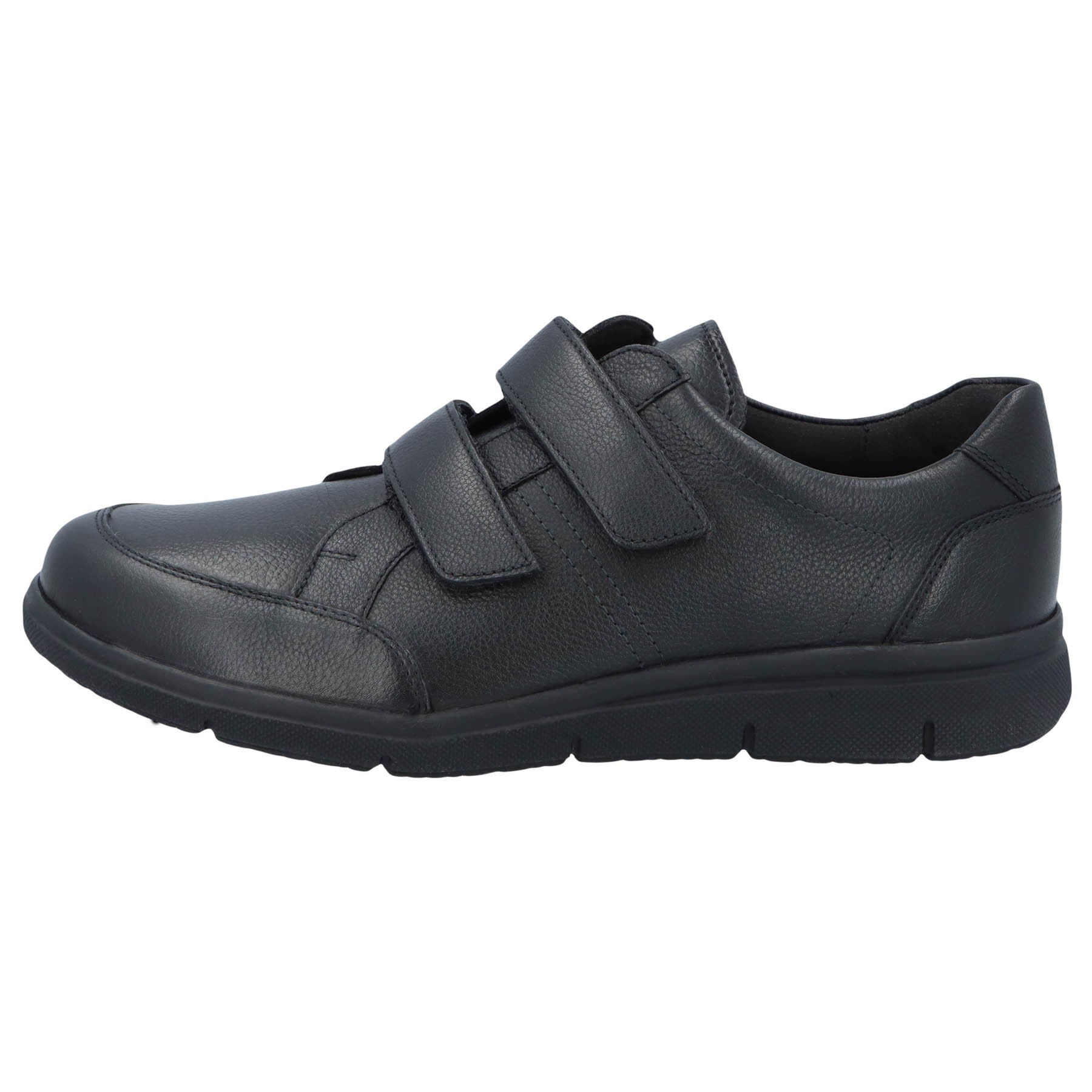schwarze slipper seitenansicht links