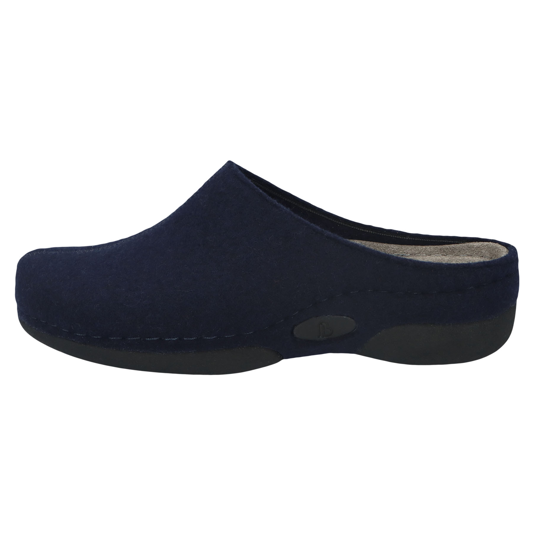 blaue hausschuhe seitenansicht links