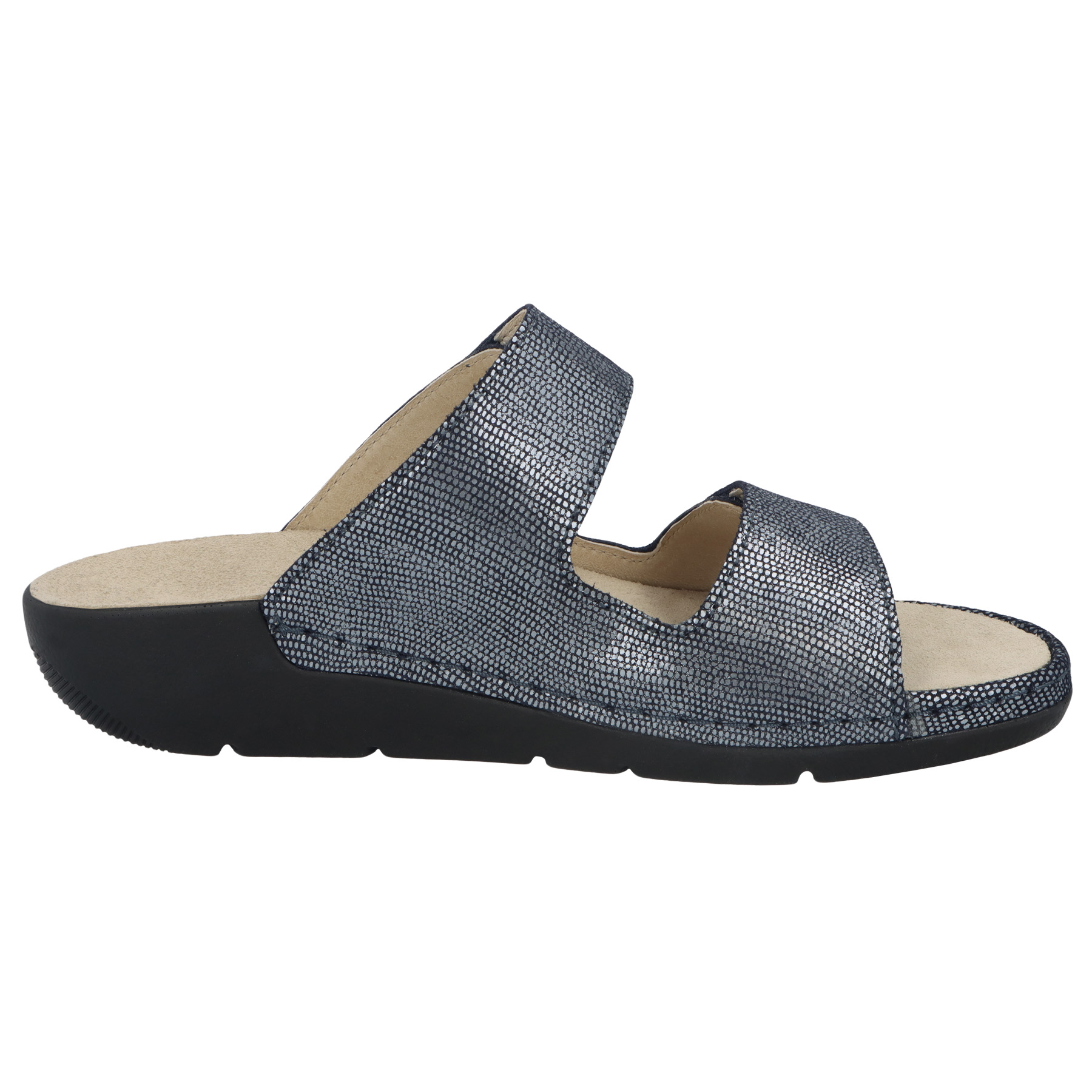 blaue pantolette seitenansicht rechts