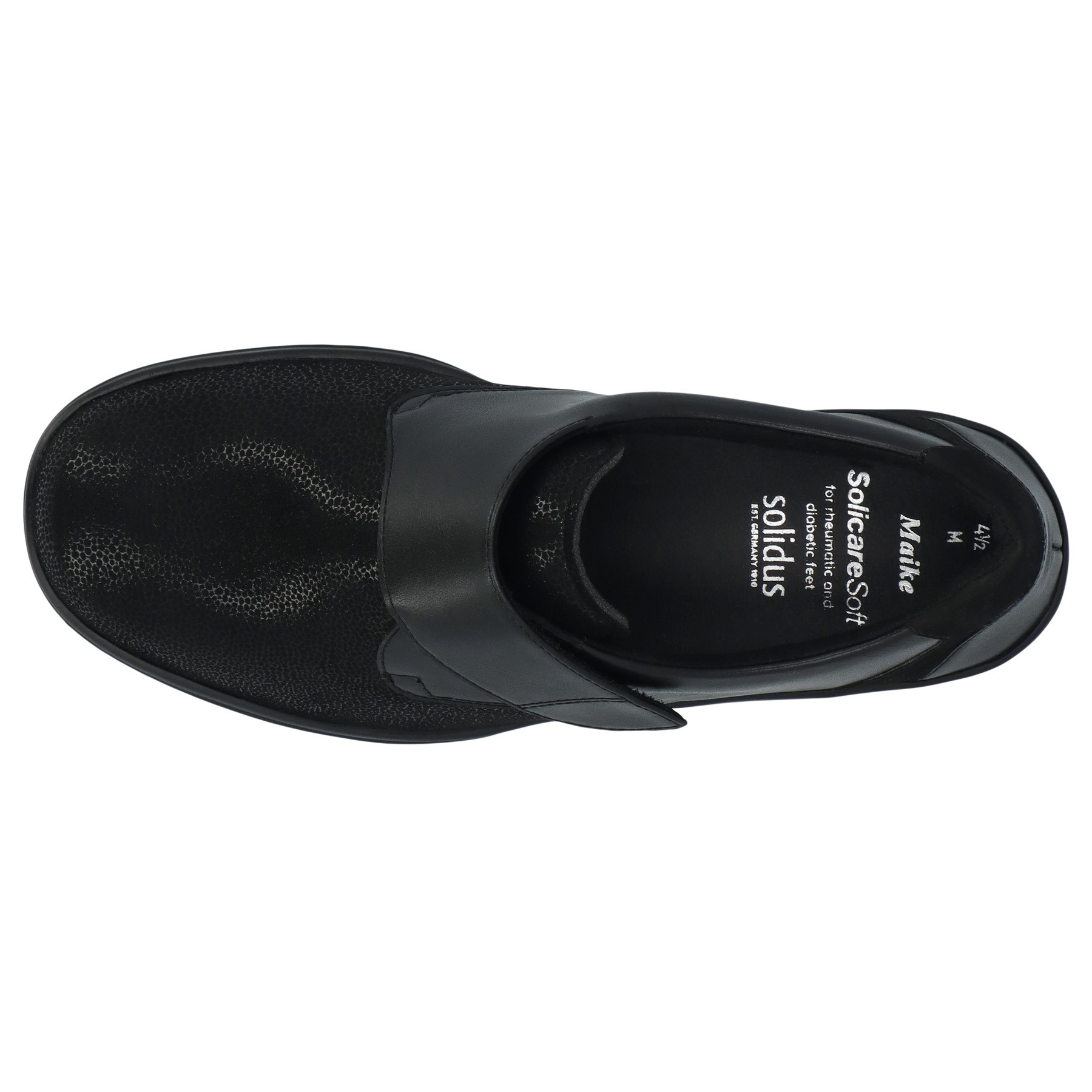 schwarze slipper draufsicht