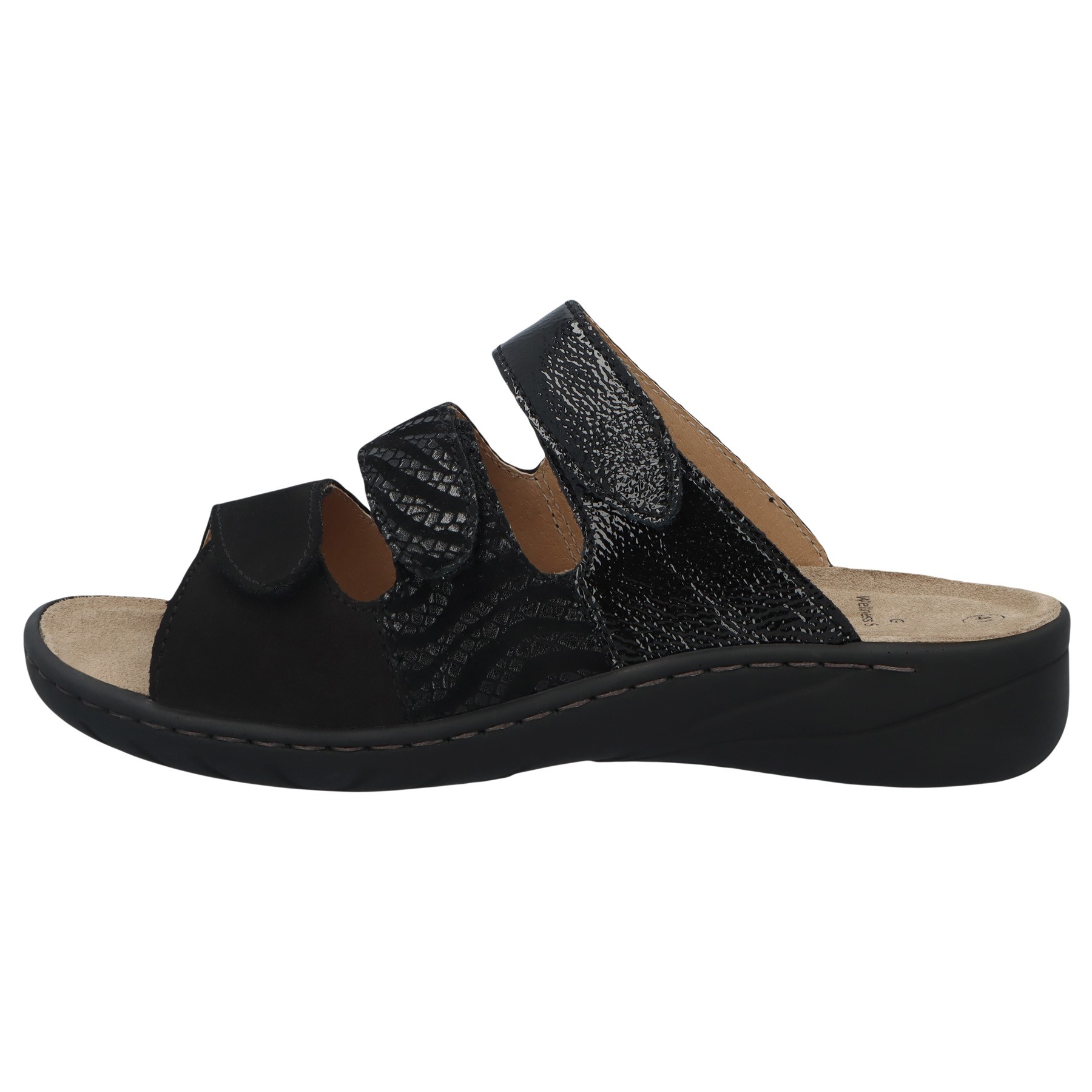 schwarze pantolette seitenansicht links