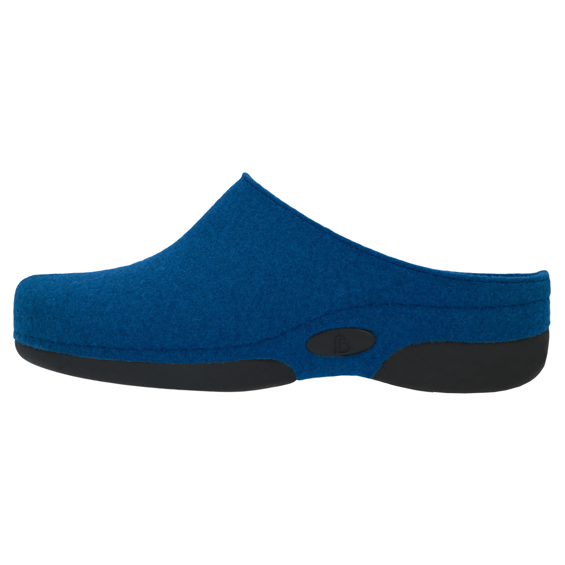 blaue hausschuhe seitenansicht links