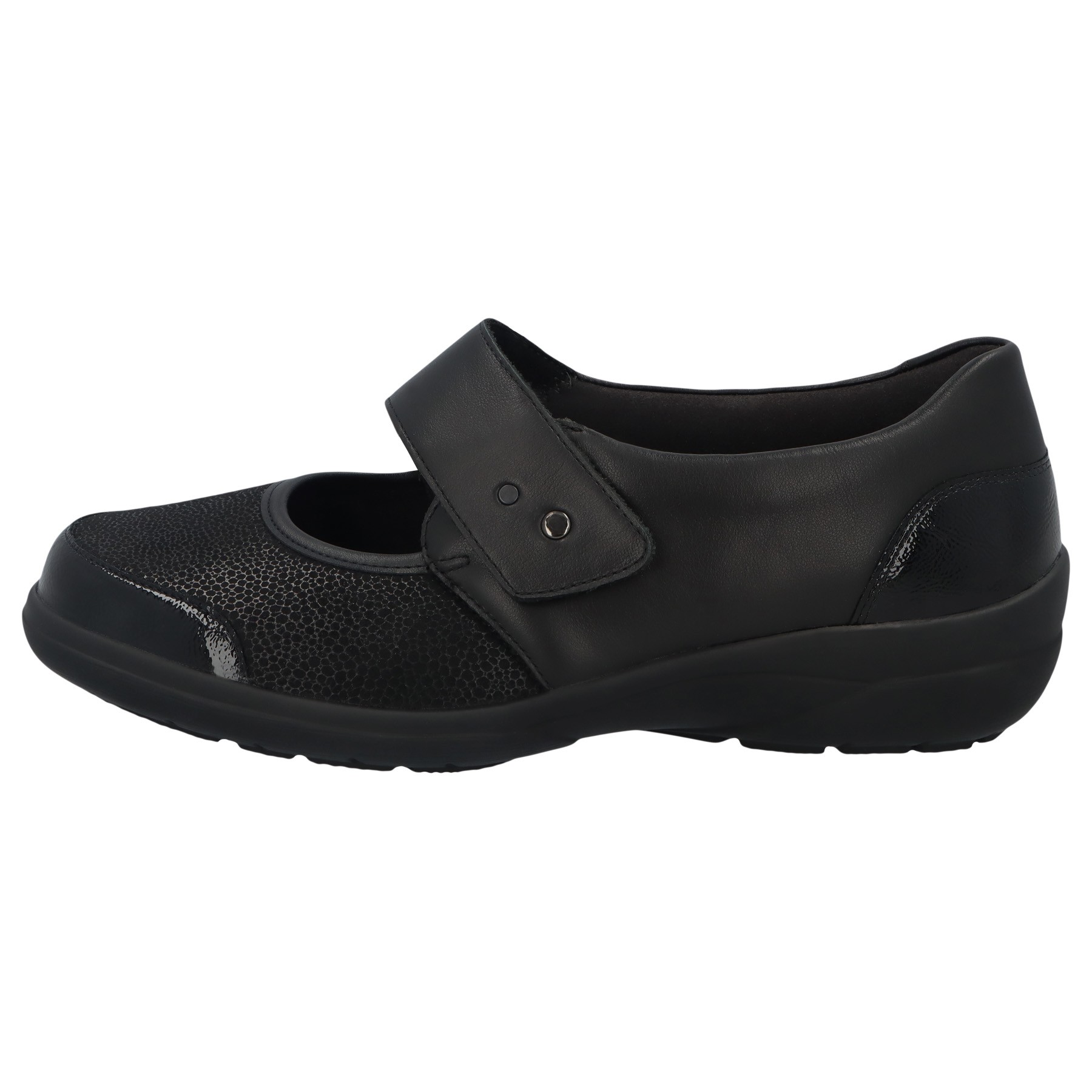 schwarze halbschuh seitenansicht links