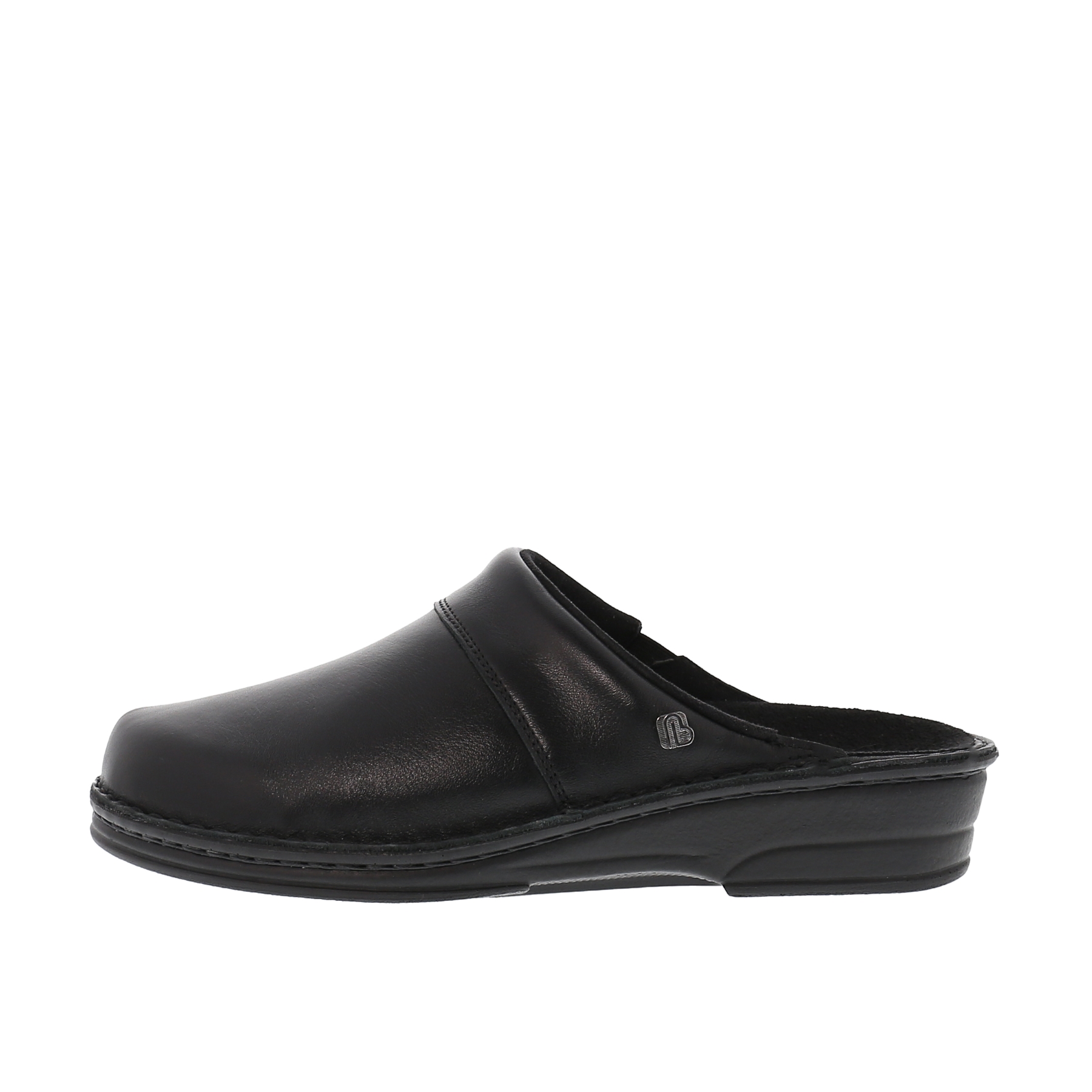 schwarze clogs seitenansicht links