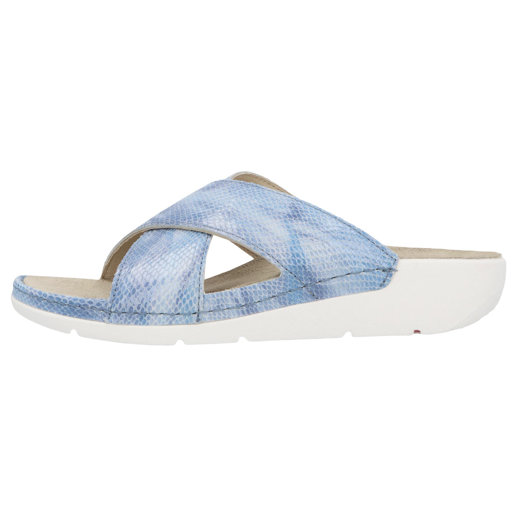 blaue pantolette seitenansicht links