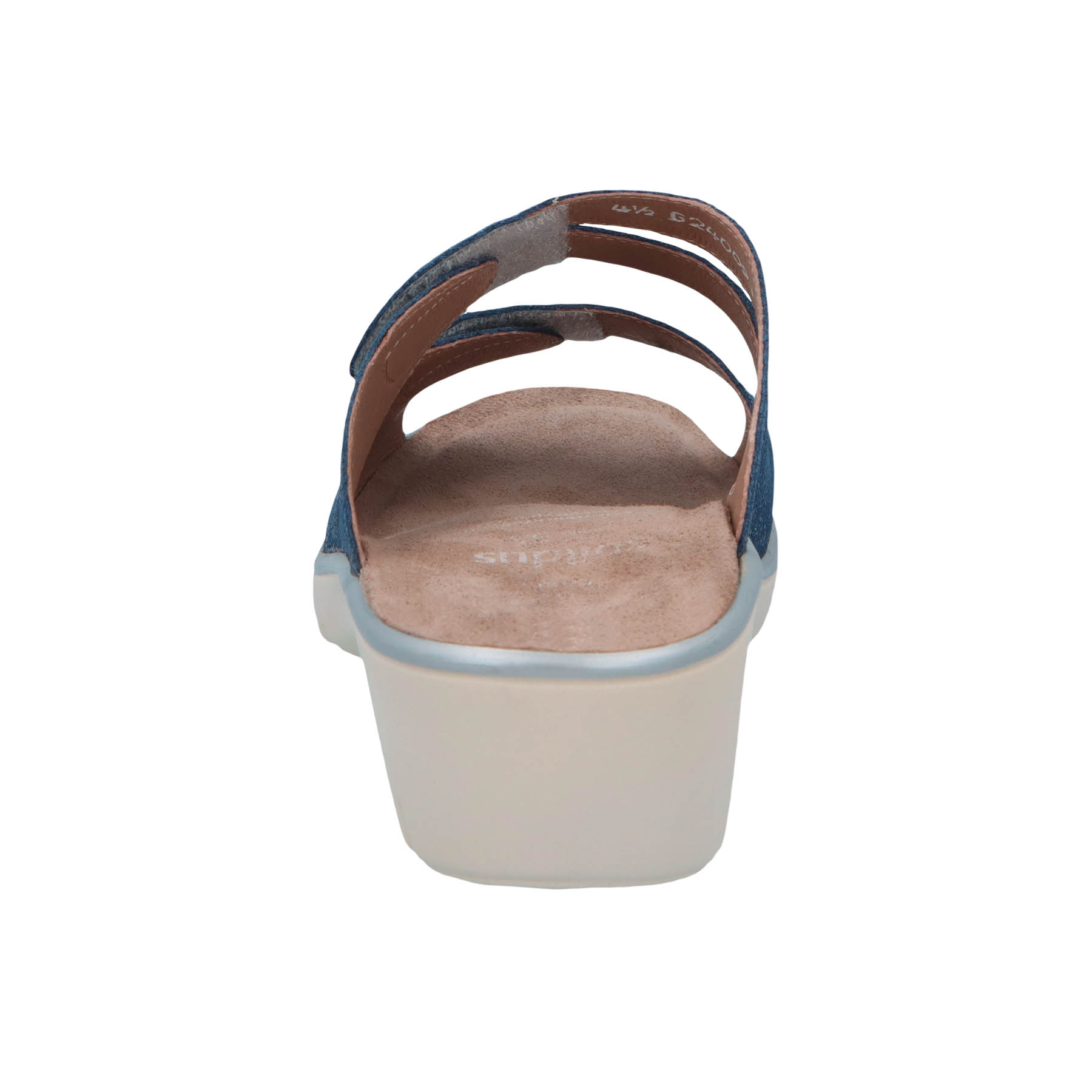 blaue pantolette hinteransicht