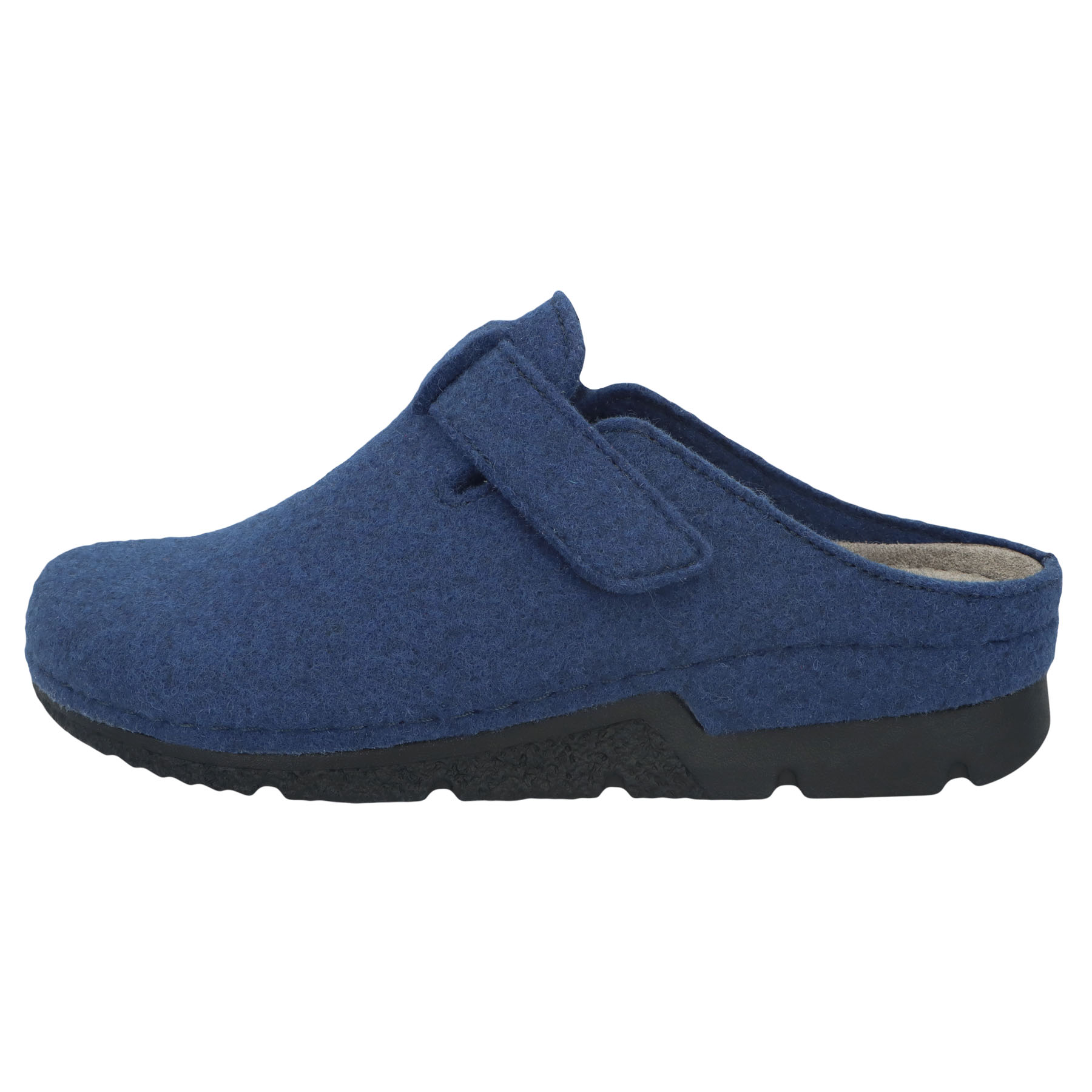 blaue hausschuhe seitenansicht links