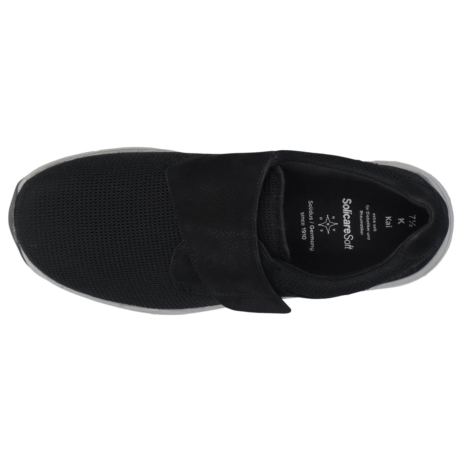 schwarze slipper draufsicht